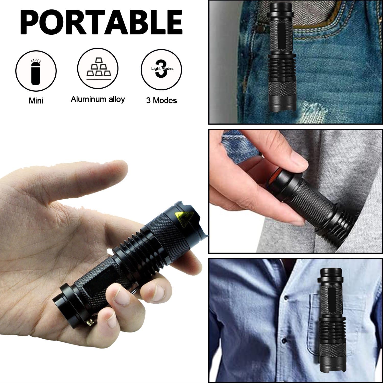 Hyvczp Led Amber Flashlight, 3 Modes Yellow Flashlight 3500K Warm Light, Blue Light Blocking For Daily Use, Camping, Aviation, Eye Care, Sleep Aid, Photography (2)