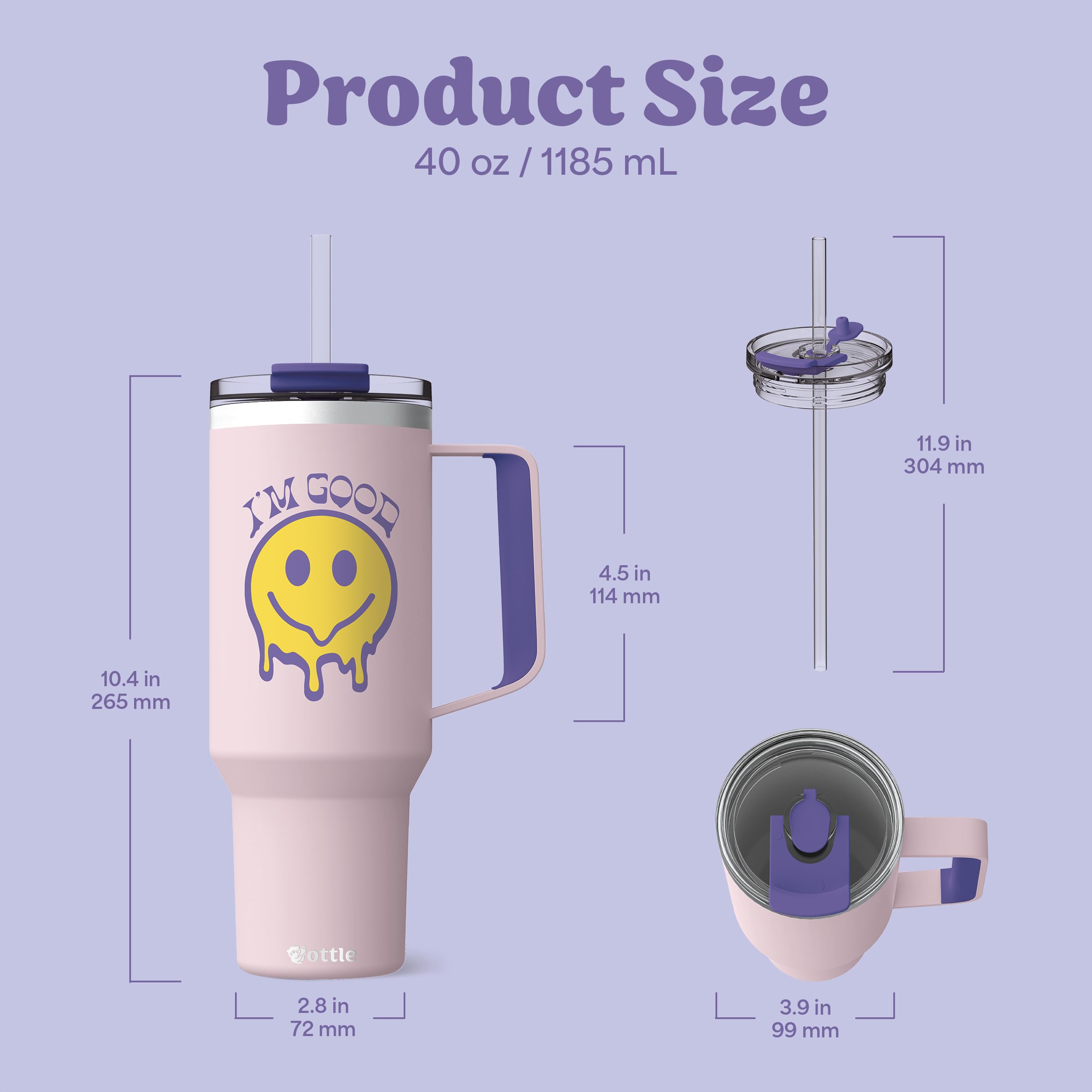 Ottle Deep Sea Diver 40 Oz Insulated Tumbler With Handle And Straw Lid - Leak Proof, Cupholder Frie