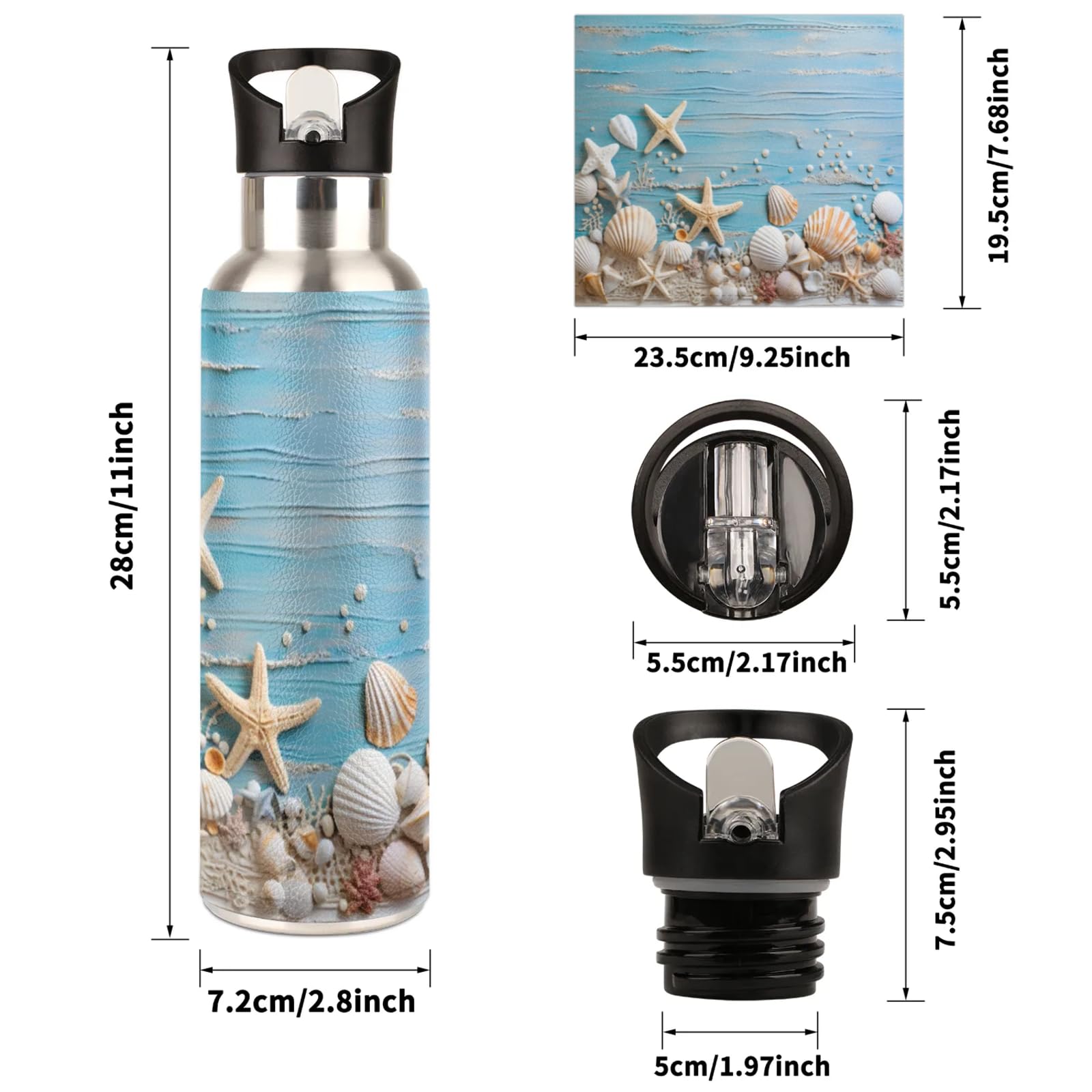 Sport Water Bottles, Insulated Water Bottle For Men Women, 600Ml (20Oz) Stainless Steel Gym Water