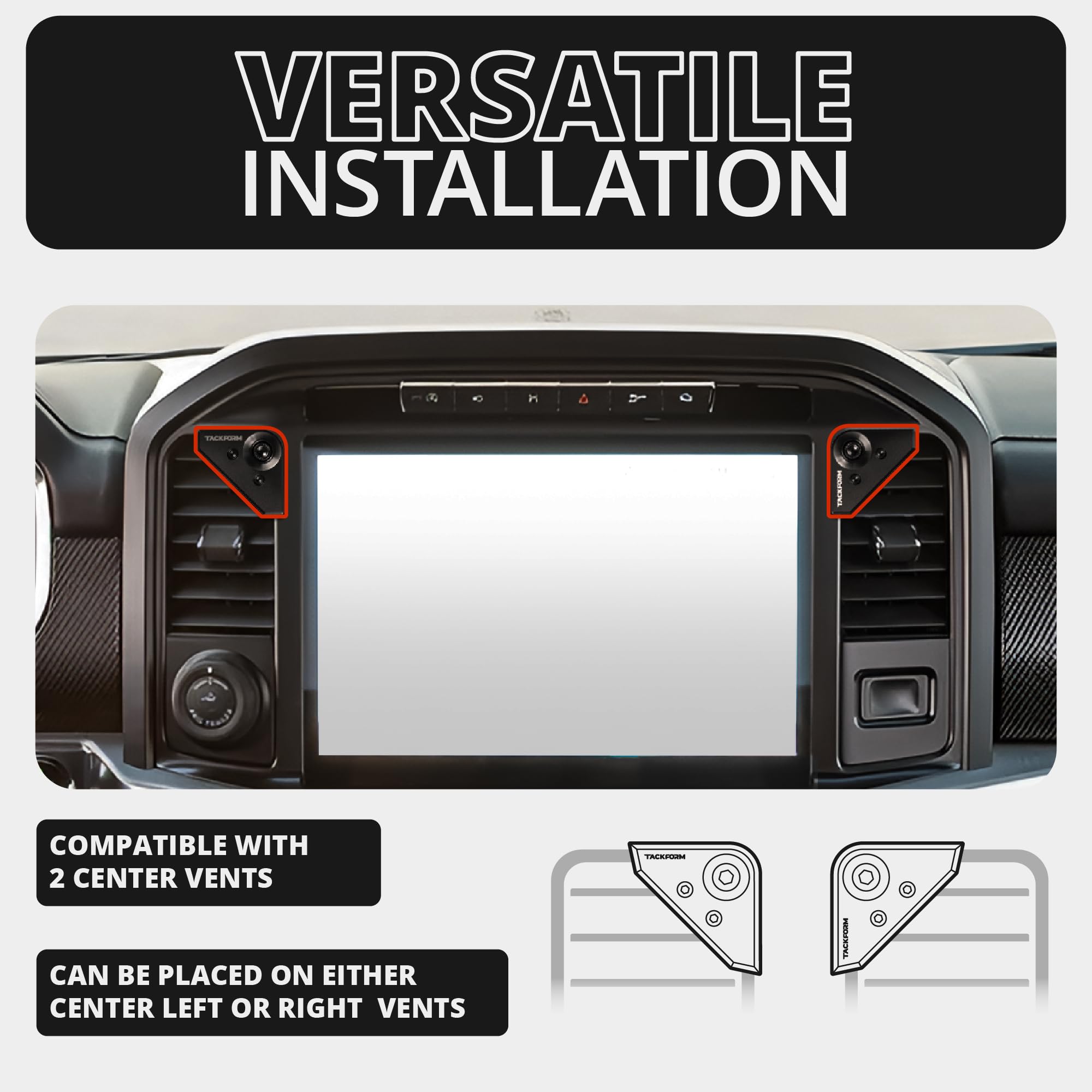 Tackform Link Vent Mount Magnetic Phone Holder - Compatible With '21-'25 Ford F150 & Raptor, '23-'25 Ford Super Duty Aluminum Base Short Reach Not Compatible With Magsafe