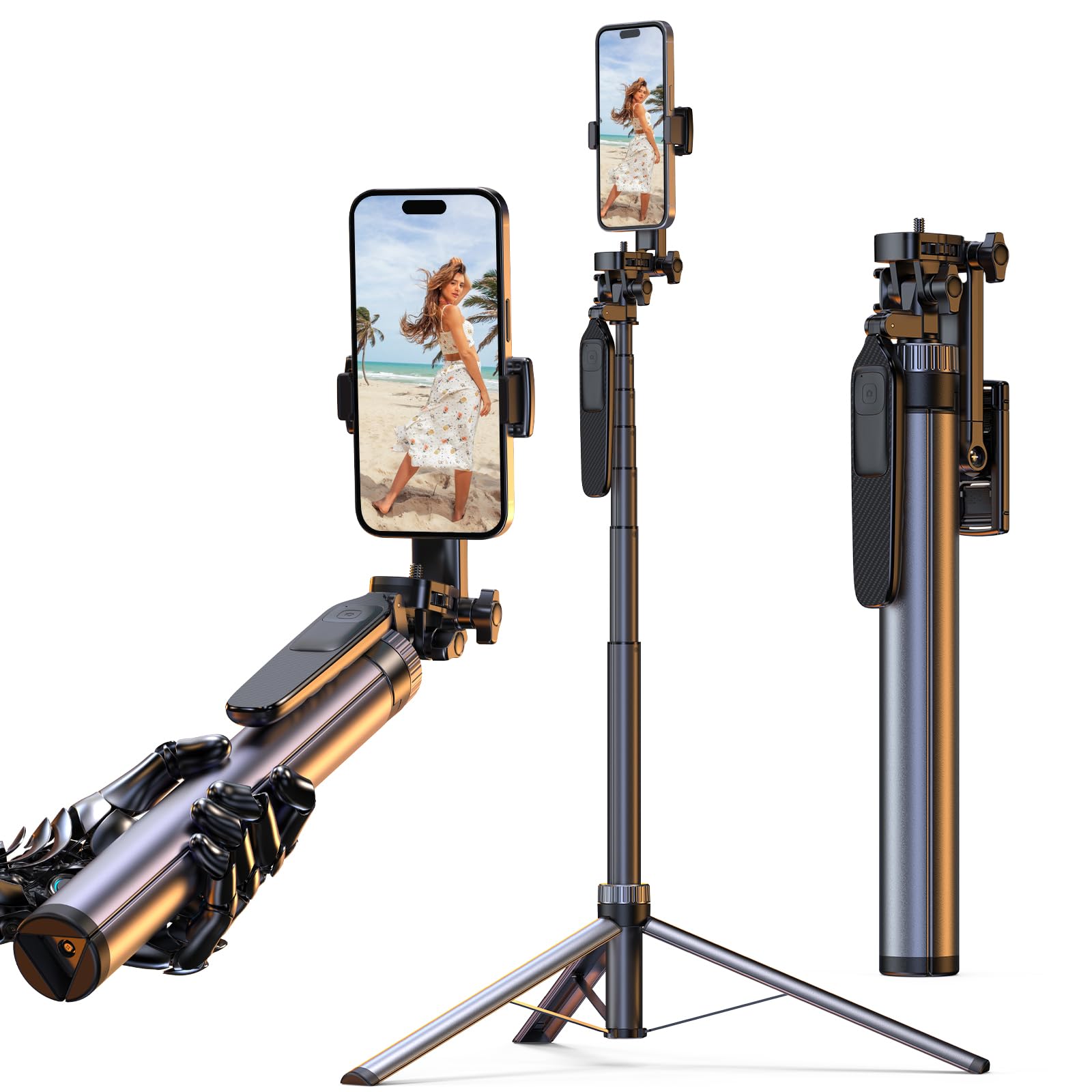 Zzr Seven Tripod For Iphone, Selfie Stick For Iphone With Remote, Phone Tripod For Recording, Compatible With All Cell Phone And Camera X70 (80")