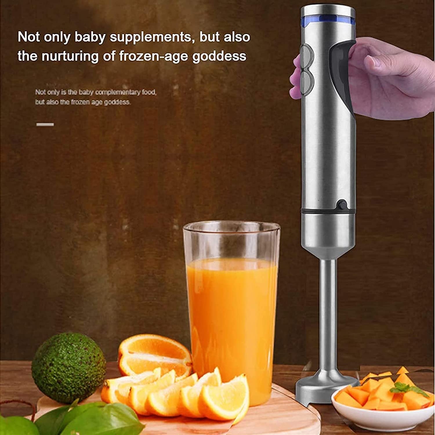 Kaabeto 700 Watt 2-Speed Immersion Multi-Purpose Hand Blender Heavy Duty Copper Motor Brushed 304 Stainless Steel With Whisk, Milk Frother Attachments Ideal