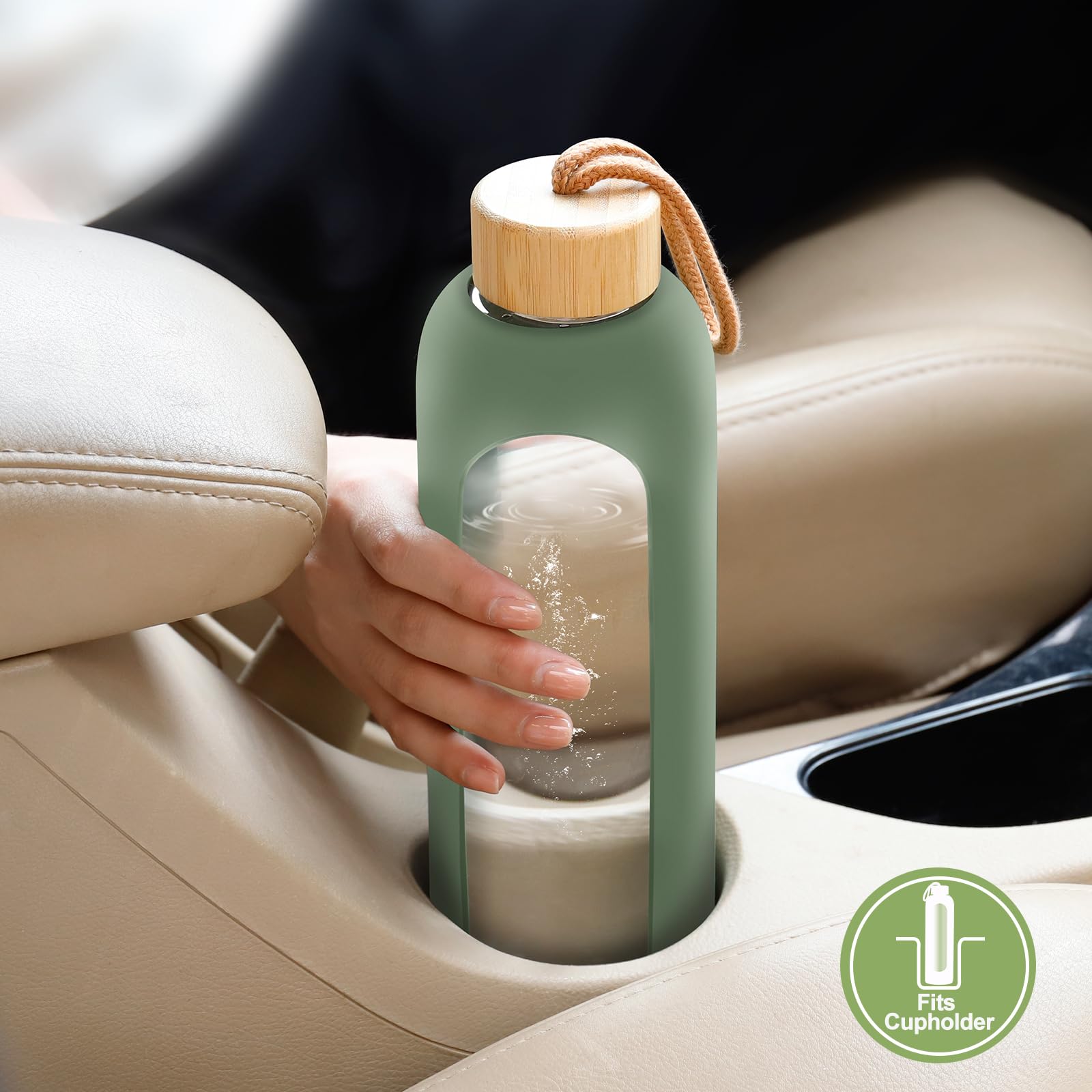 Glass Water Bottles 32 Oz - Motivational Drinking Glass Water Bottle With Silicone Sleeve, Straw