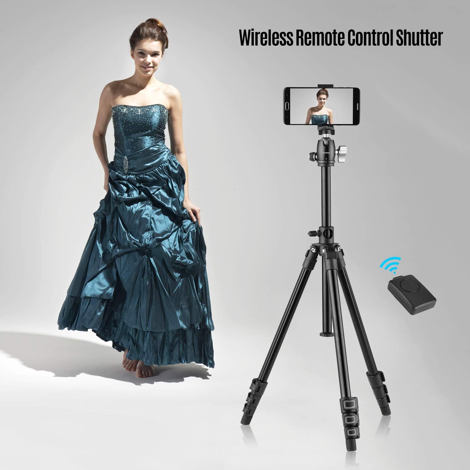 Andoer Camera Tripod Horizontal Mount Professional Travel Tripod With 360 Degree Panorama Ball Head Phone Holder Remote Control For Dslr Cameras Smartphones Compatible With Canon Nikon Sony