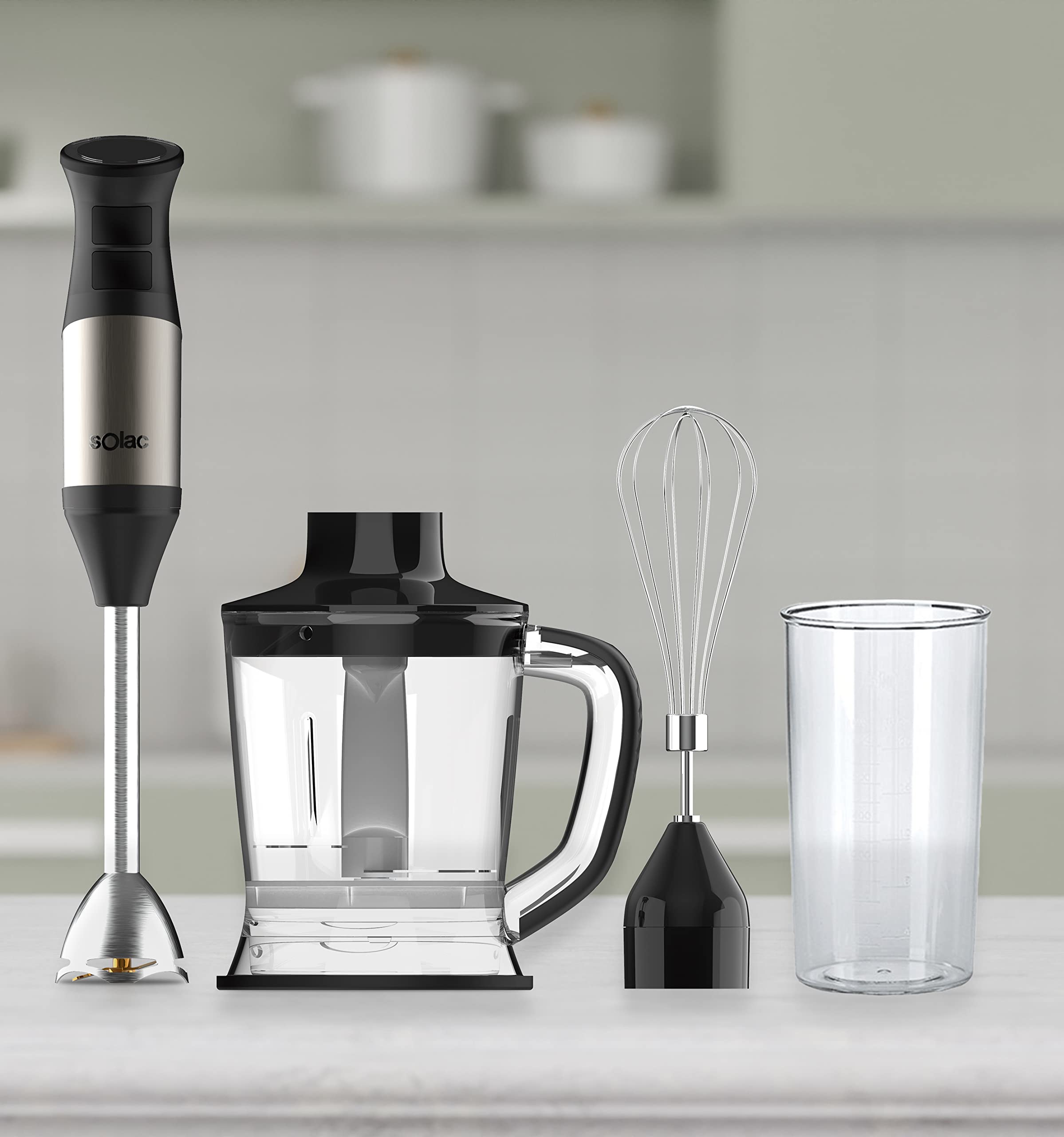 Solac Professional 1000W Stainless Steel Hand Blender W/Accessories Kit,Standard,Sjk-1172