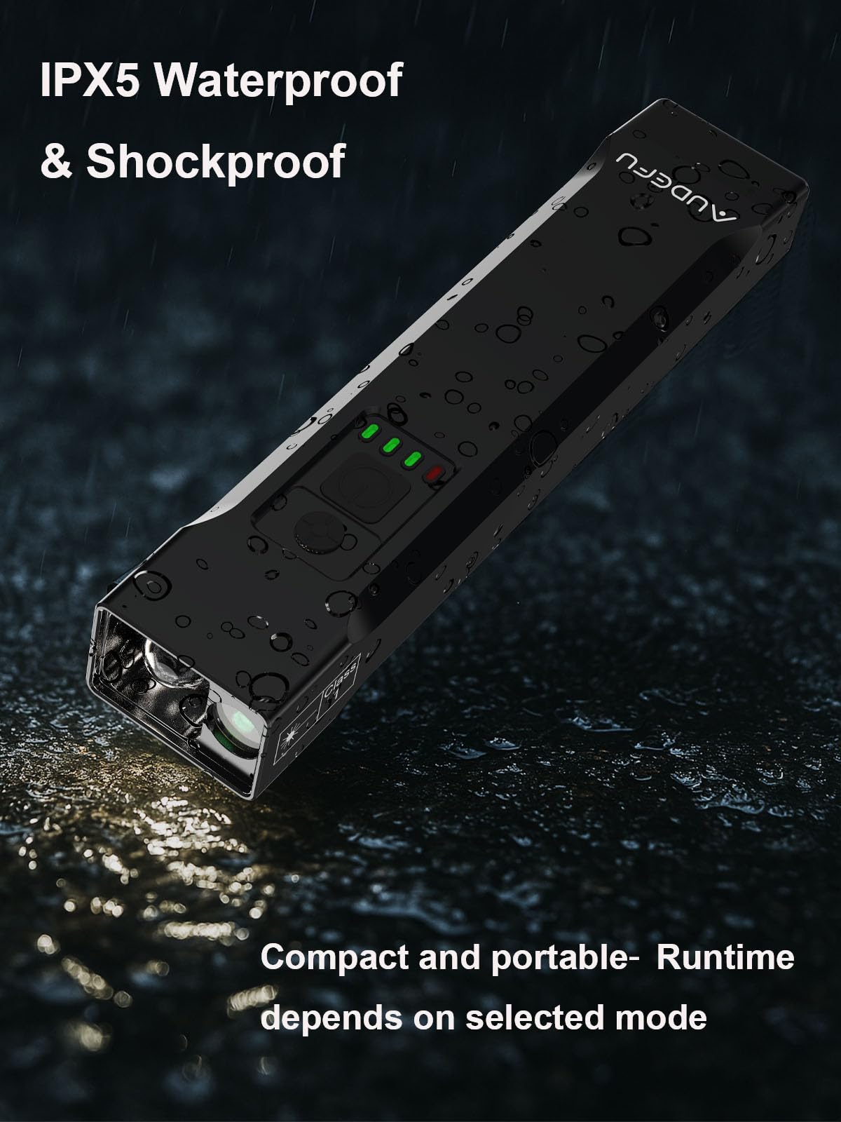 Audefu Work Flashlight With Beam focus & Led, 1200 Lumens, 5 Modes, Compass, 1/4" Tripod Mount, Cold Shoe, Flishlight Pocket Clip – Rechargeable Survival Light For Camping, Hiking, Emergency