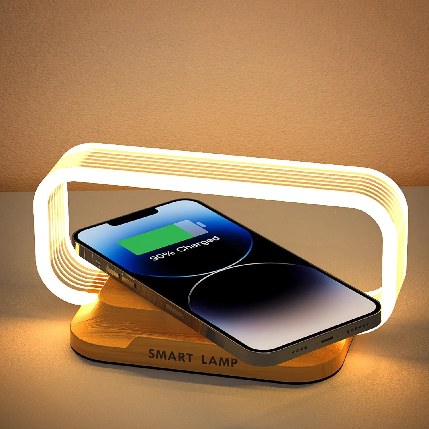Imagineeringdepot Wireless Charging Led Bedside Lamp - Modern Acrylic Night Light With 10W Wireless Phone Charger - Stepless Diming -Touch Table Lamps For Nightstand, Bedroom, Wood Decor