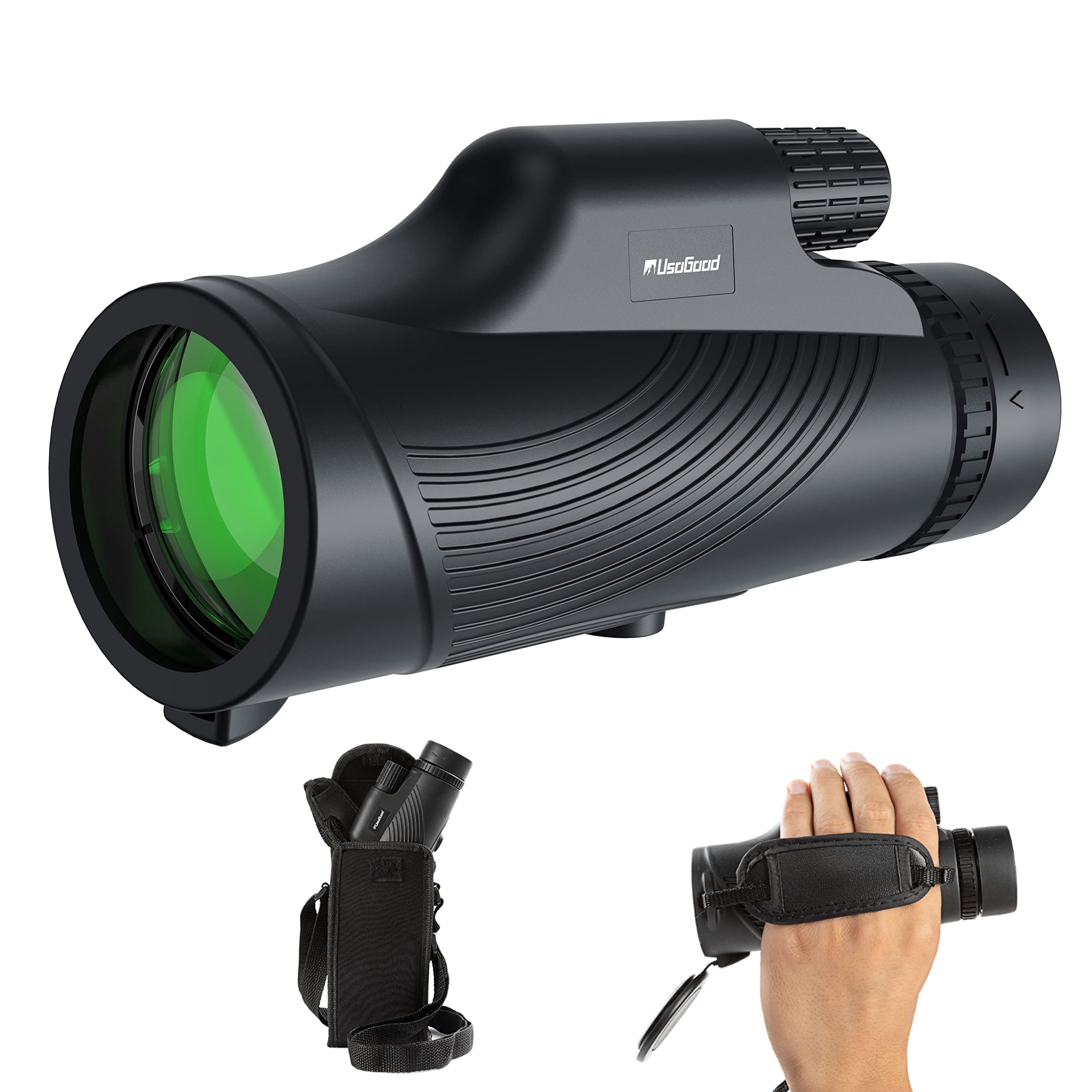 Usogood Monocular Telescope, 10X42 Monoculars For Adults, Compact Portable Waterproof Monocular With Hand Strap, Lightweight Handheld Pocket Telescope For Bird Watching
