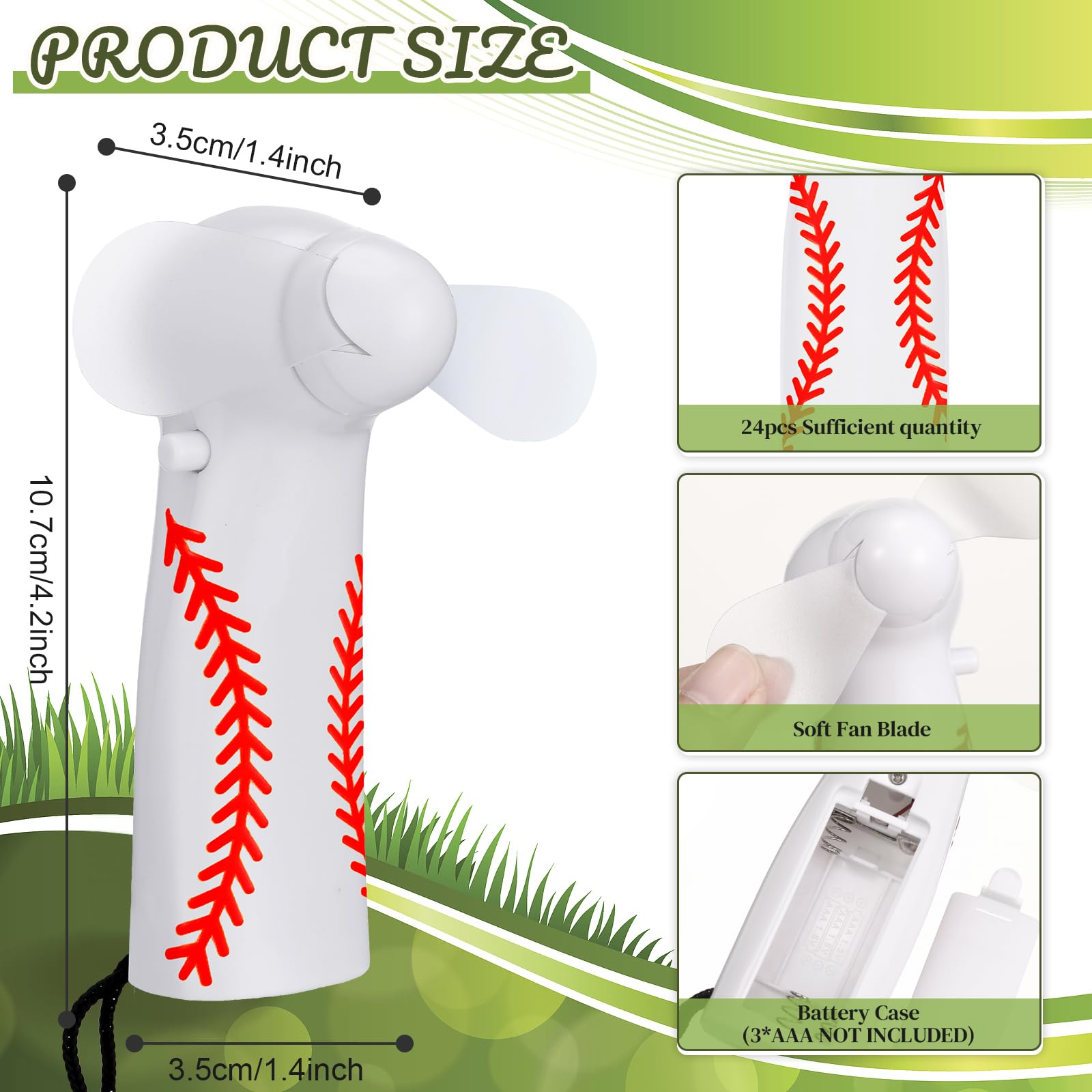 Riakrum 12 Pcs Mini Baseball Electric Portable Fan Bulk With Lanyards Powerful Personal Baseball
