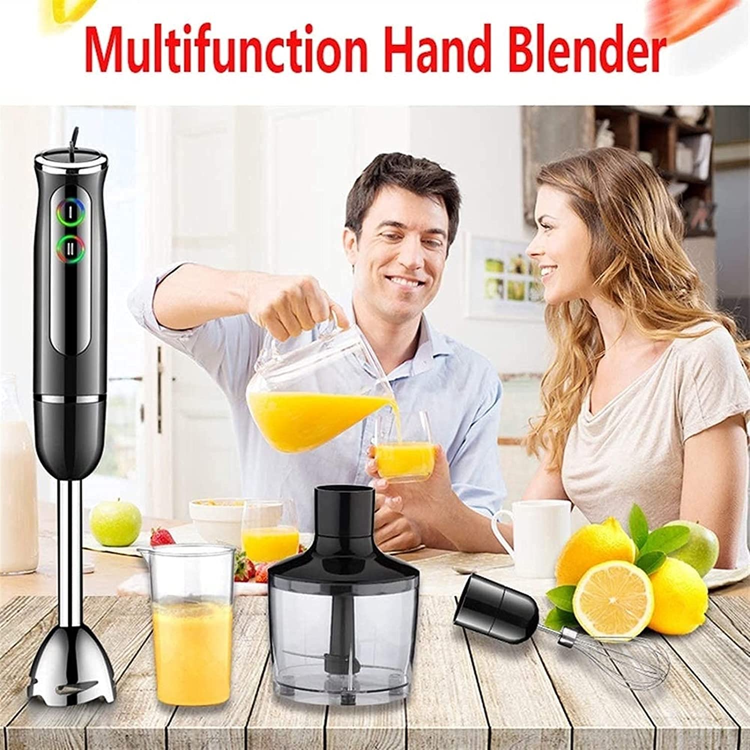 Kaabeto Hand Blender 1000W 700Ml Immersion Blender 9 Speed Control, 4 In 1 Powerful Stick Blender, Chopper, Whisk, 500Ml Food Grinder For Sauces Smoothie Puree Infant Food (Black)