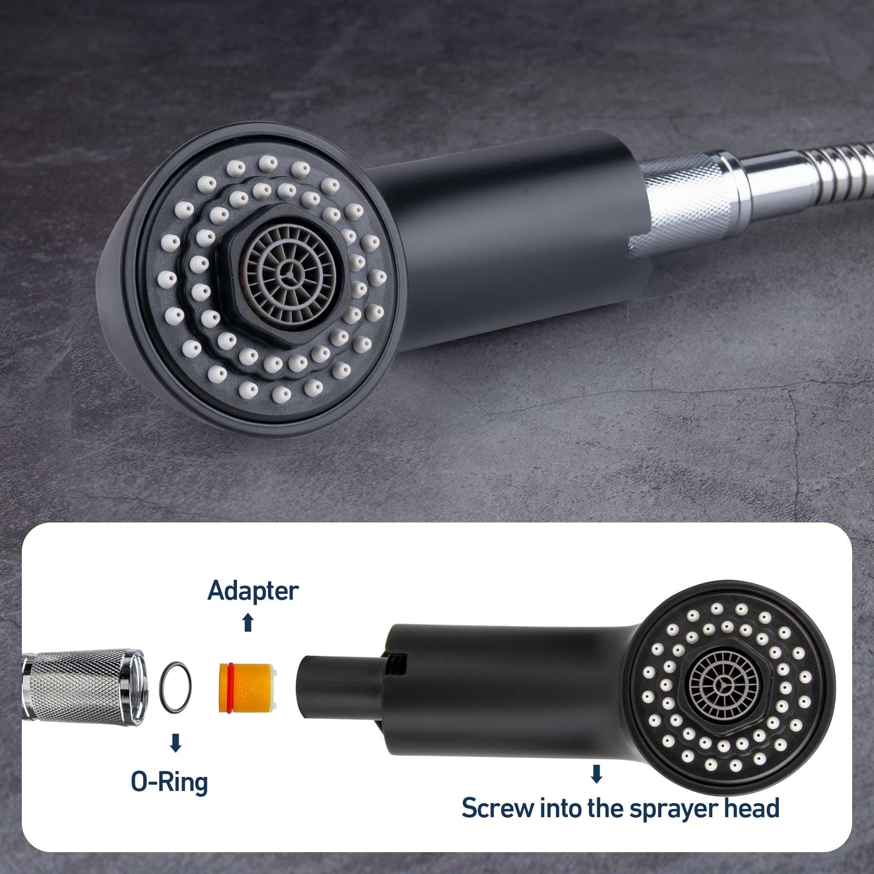 Zephyrjazz Pull-Out Spray Wand Fits Grohe Pull Out Faucets, Grohe Part 46298K00 / 46312Kh0, Matte Black