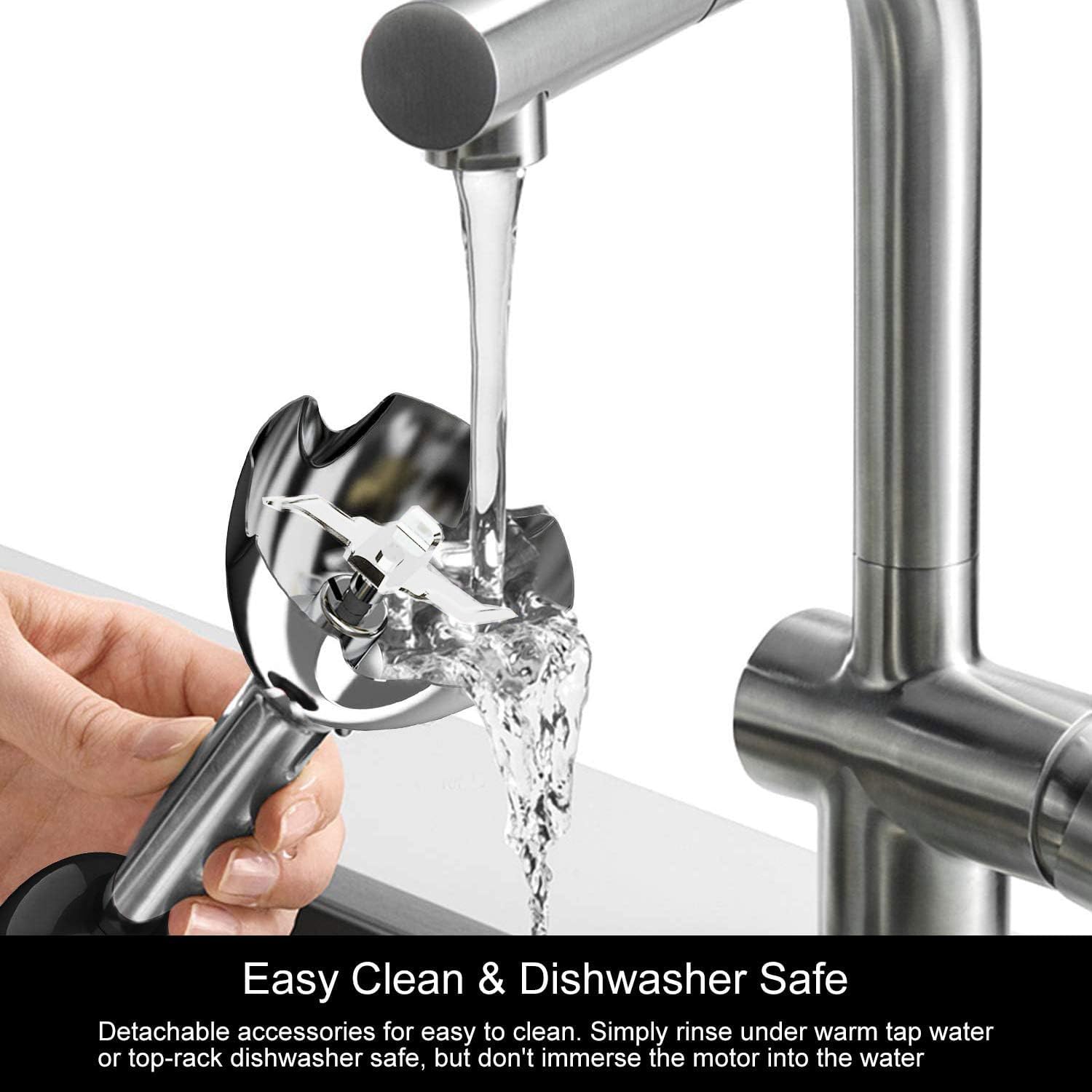 Megawise Pro Titanium Reinforced 3-In-1 Immersion Hand Blender, Powerful Copper Motor With 80% Sharper Blades, 12-Speed Corded Blender, Including Dish Washer Safe Whisk And Milk Frother