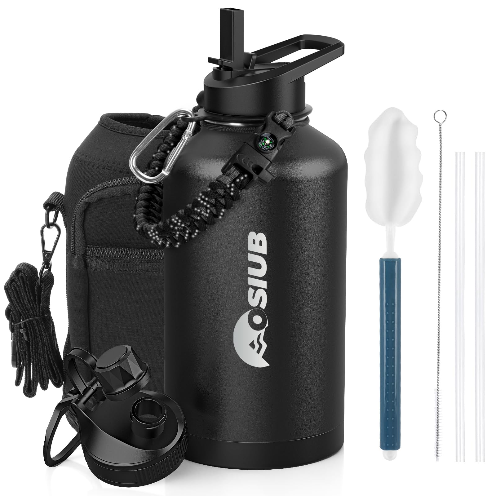Insulated Water Bottle 64 Oz, Triple Wall Vacuum Stainless Steel(Cold For 48 Hrs),Leak Proof &