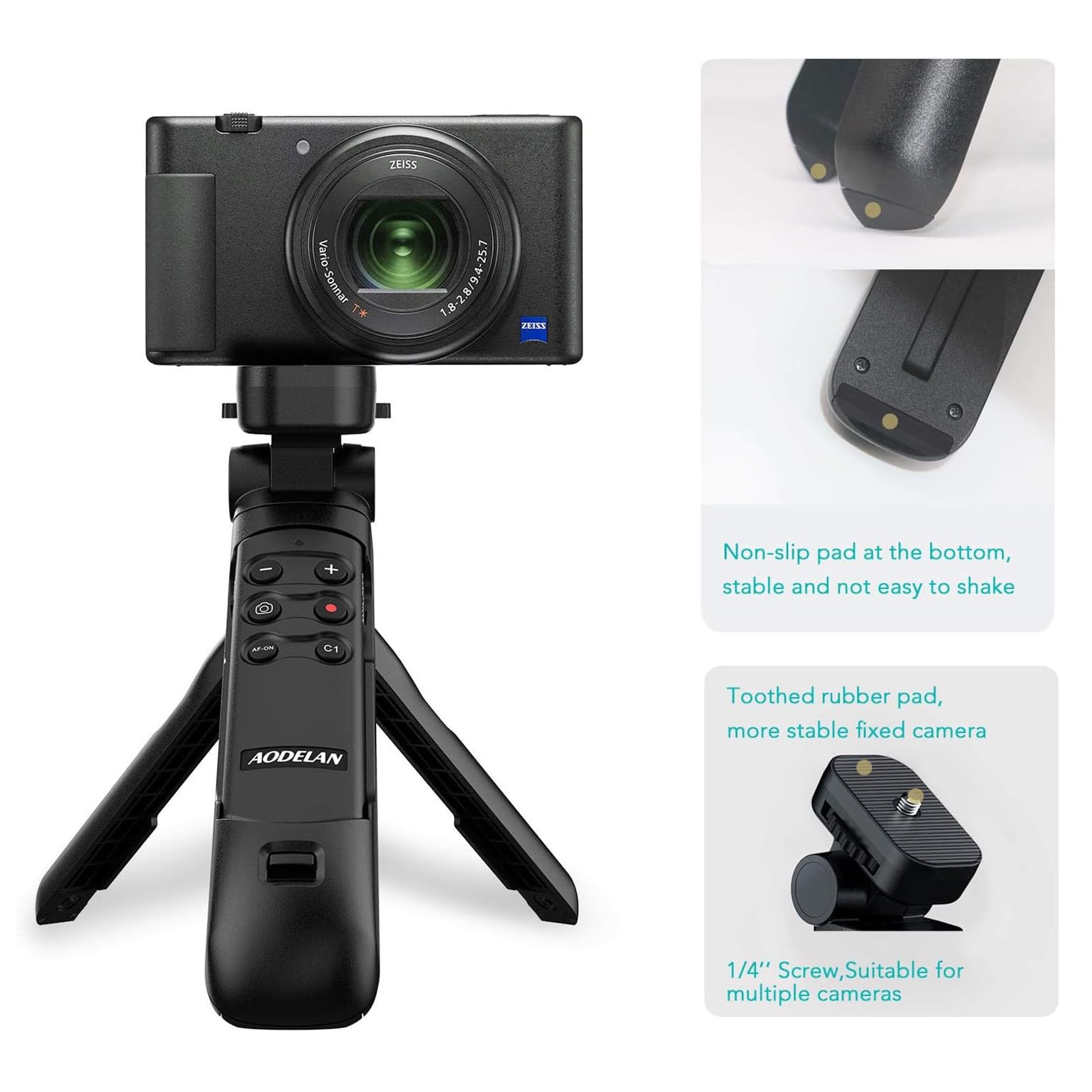 Aodelan Wireless Camera Remote Control Shooting Grip Tripod - Shutter Release For Sony Zv-1, Zv-E10, A7 Iii, A6400, A7C, A7R Iii, A7R Iv, A9, Rx100 Vii, Rx0 Ii - Replaces Gp-Vpt2Bt - For Travel, Vlogging