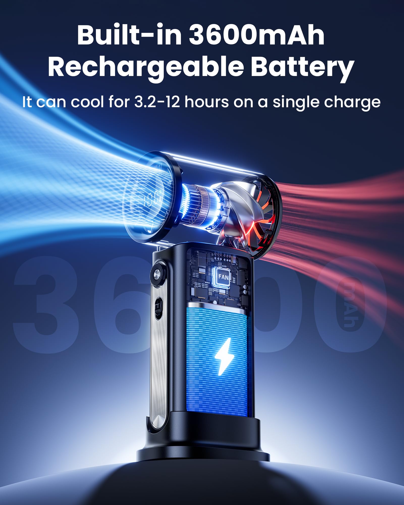 Koonie 19000 Rpm High Speed Portable Handheld Fan,100 Speeds Mini Turbo Fan, 3600Mah, 12H Max