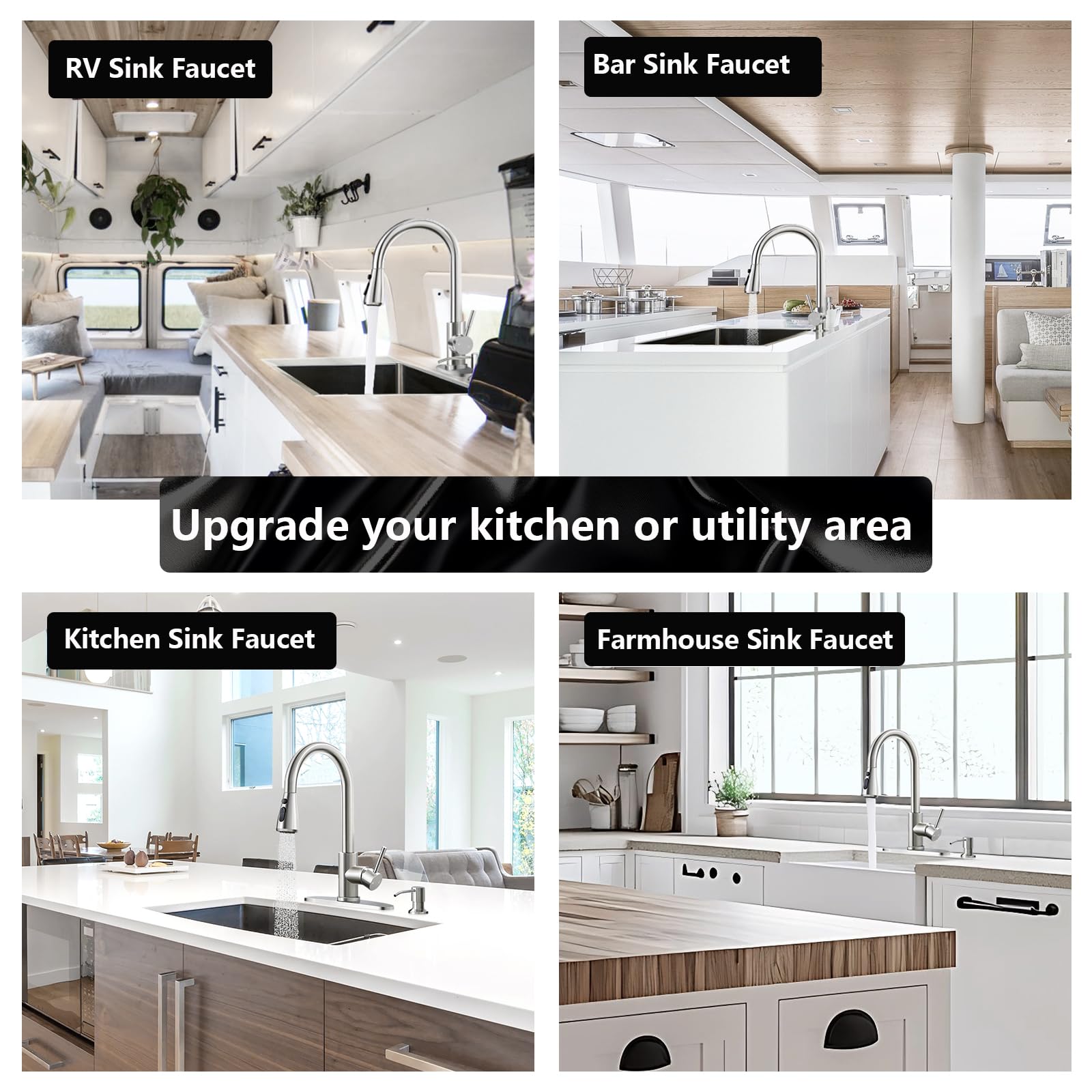 Ceihnau Kitchen Faucets With Soap Dispenser, Stainless Steel Kitchen Sink Faucet With Pull Down Sprayer, 3 Mode High Arc Brushed Nickel Single Hole Pull Out Faucet For Bar Laundry Rv Utility Outdoor