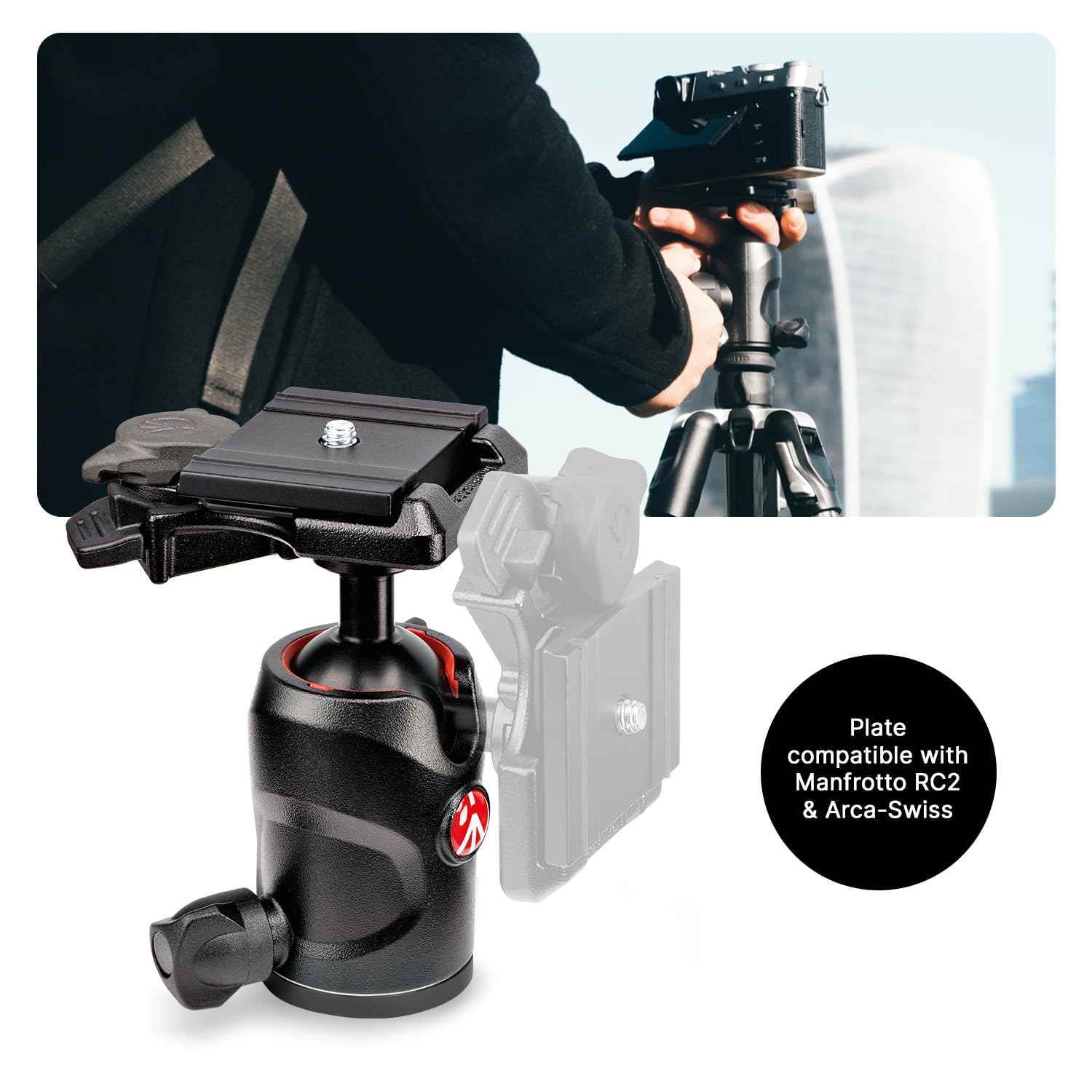 Manfrotto Be Gt 4-Section Carbon Fiber Travel Tripod With 496 Center Ball Head, Twist Lock, Black