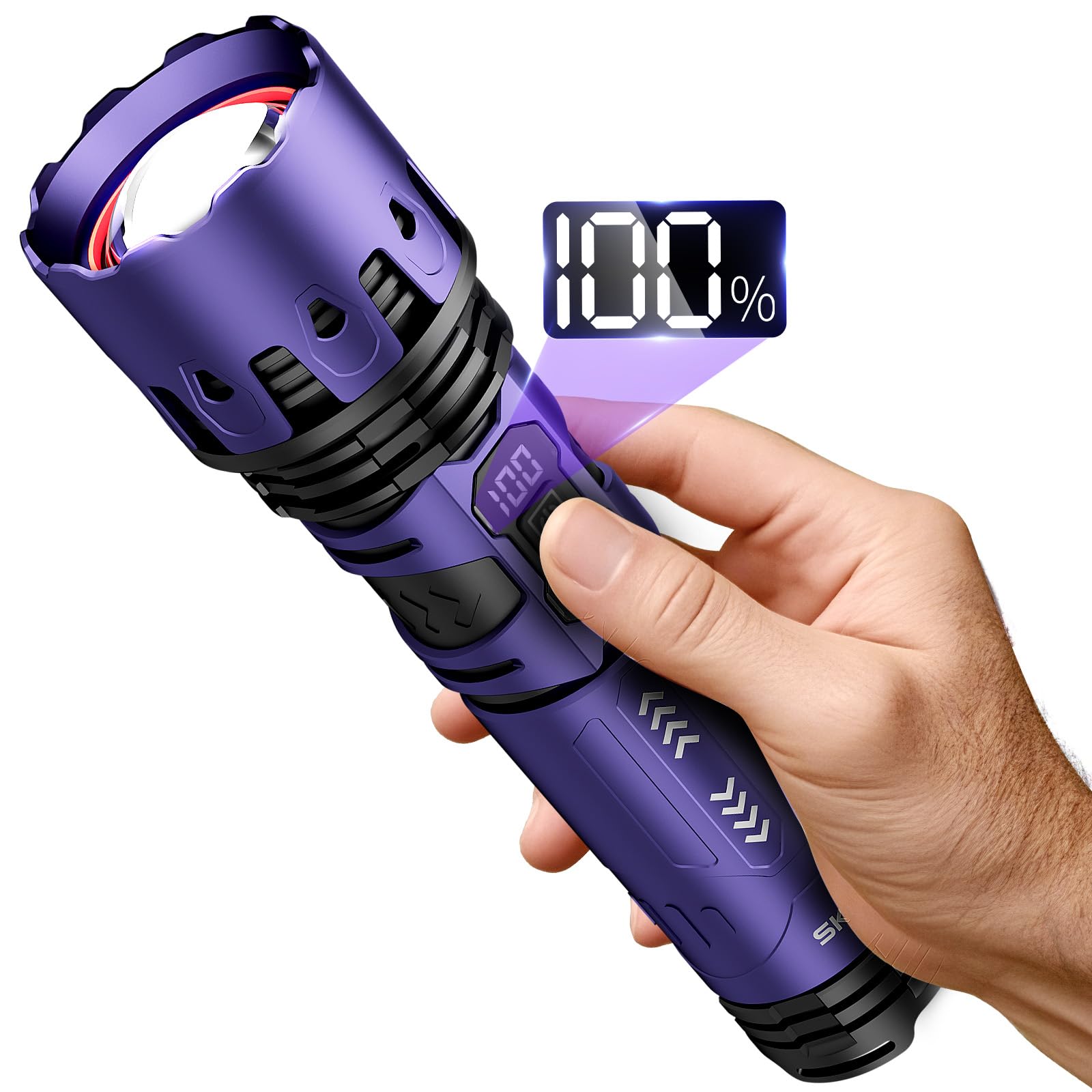 Skyfire Flashlights High Lumens,1500,000Lm Rechargeable Flashlights,Led Flashlight With Camping Lights,Outdoor Super Bright Flashlight Handheld Flashlights For Emergency,Camping,Searching,Home,Purple