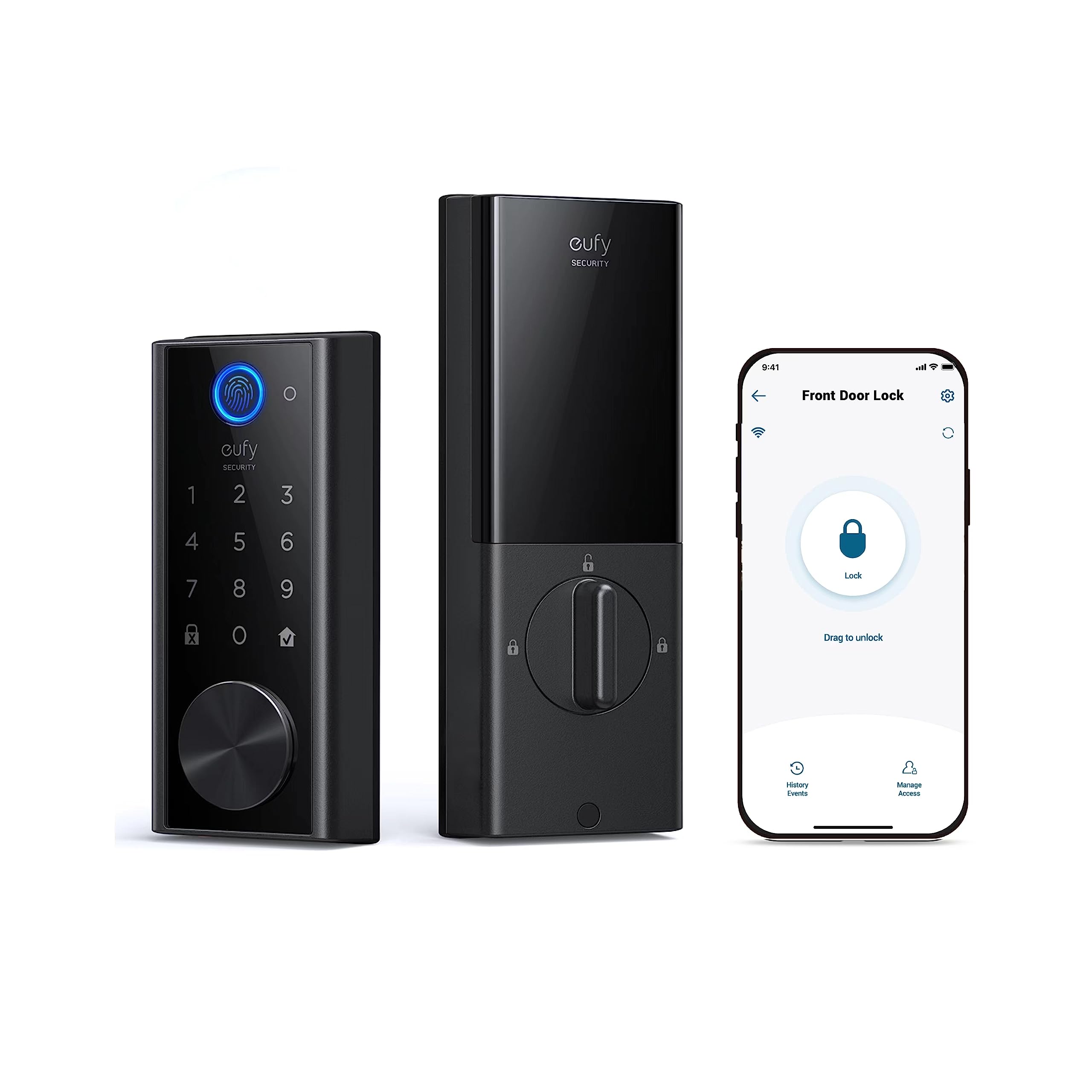 Eufy Security Smart Lock S230, Keyless Fingerprint Lock For Front Door, Easy Installation, Built-In Wi-Fi, Reliable App For Remote Access, One-Year Battery Life, Bhma , Ip65 Weatherproof