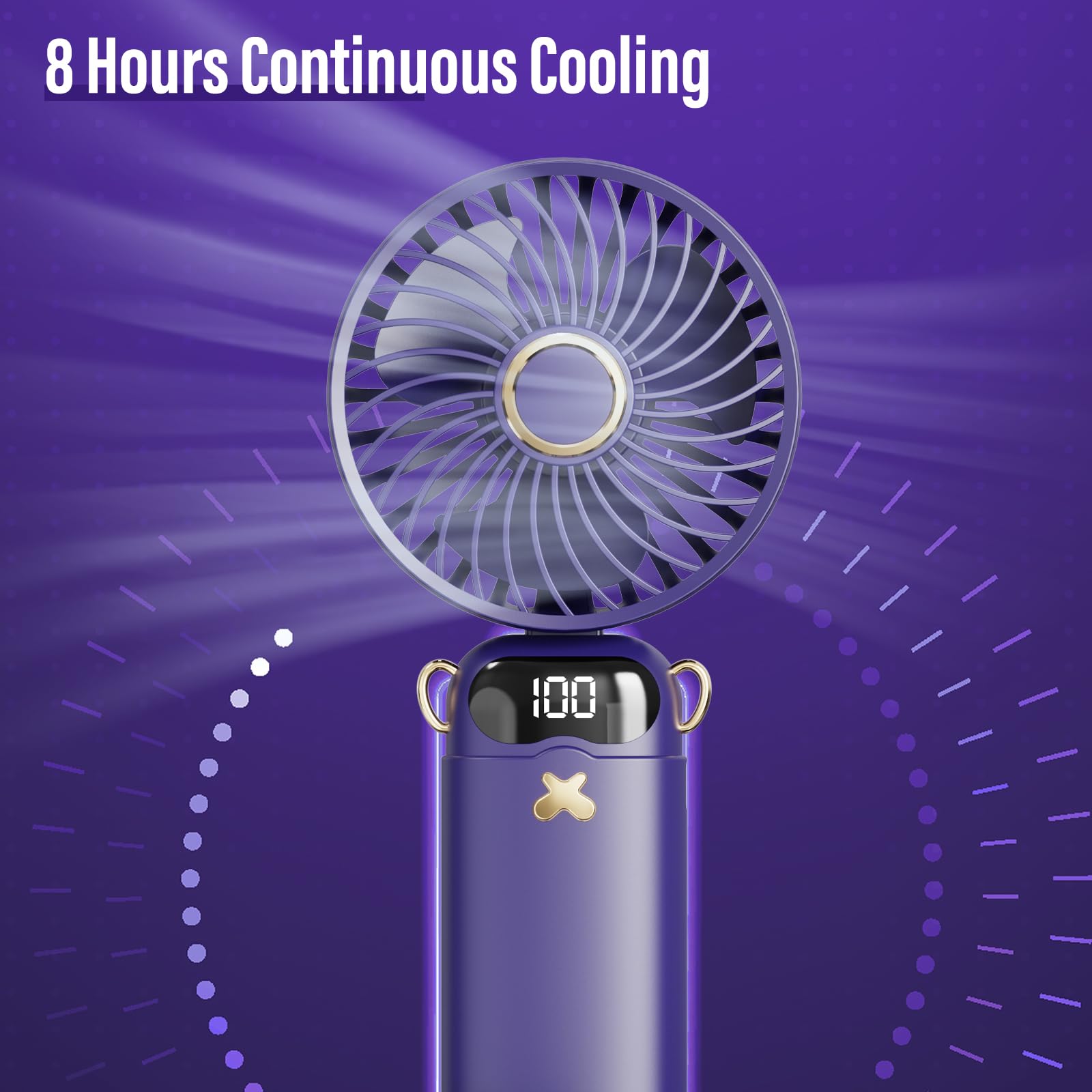 Portable Handheld Fan: 1200Mah Battery, Led Display, 3-In-1 Design (Handheld/Neck/Desk), Foldable