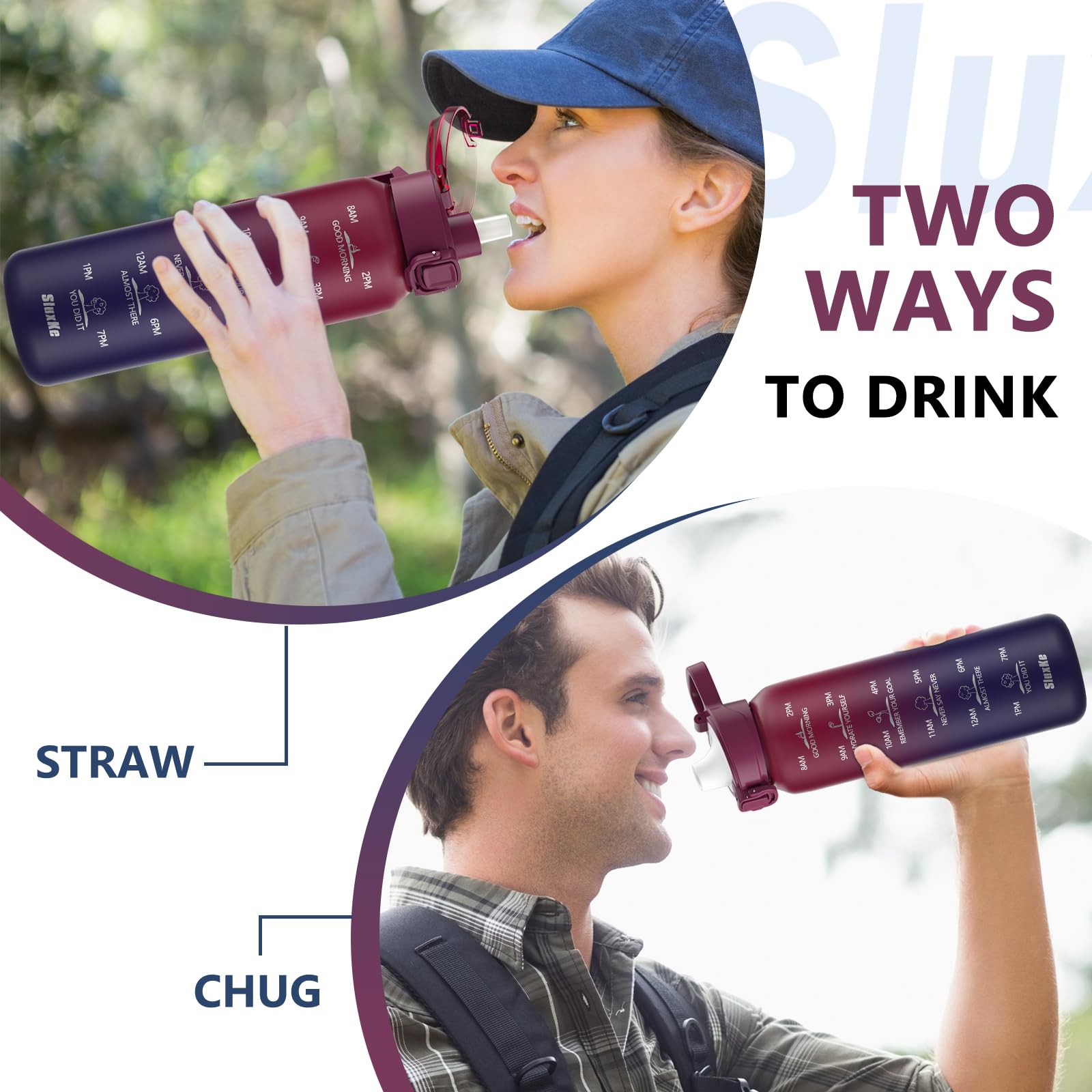 Insulated Water Bottle 32Oz With 2Lids,18/10 Stainless Steel 1000Ml Insulated Water Bottle Double