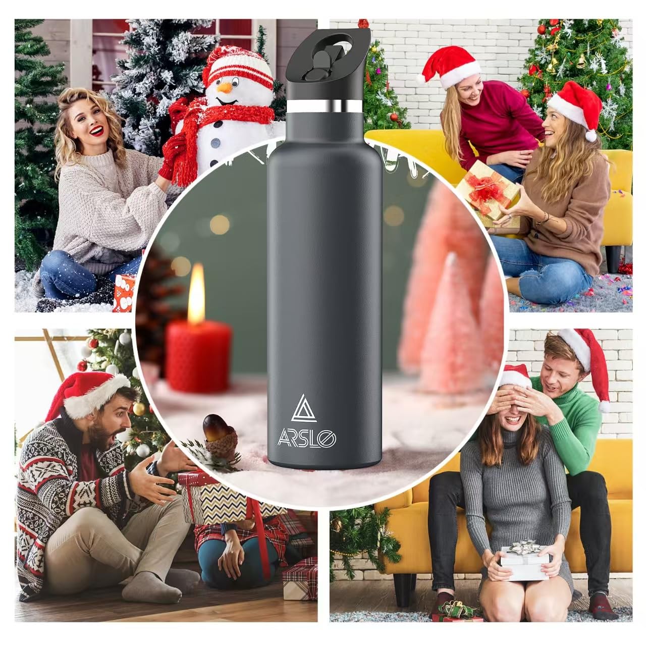 Stainless Steel Double Wall Water Bottles, Vacuum Insulated Bottle With Straw Lid, Insulated Water
