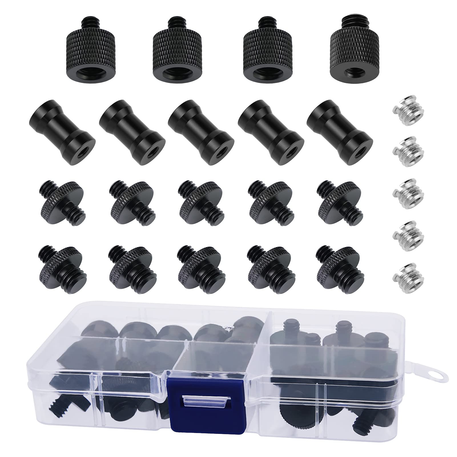 Frgyee 24 Pcs Camera Screw Adapter 1/4 To 1/4 And 1/4 To 3/8 Tripod Mount Converter Set For Camera Mount, Monopod, Ballhead, Flash Light Stand Frgyee