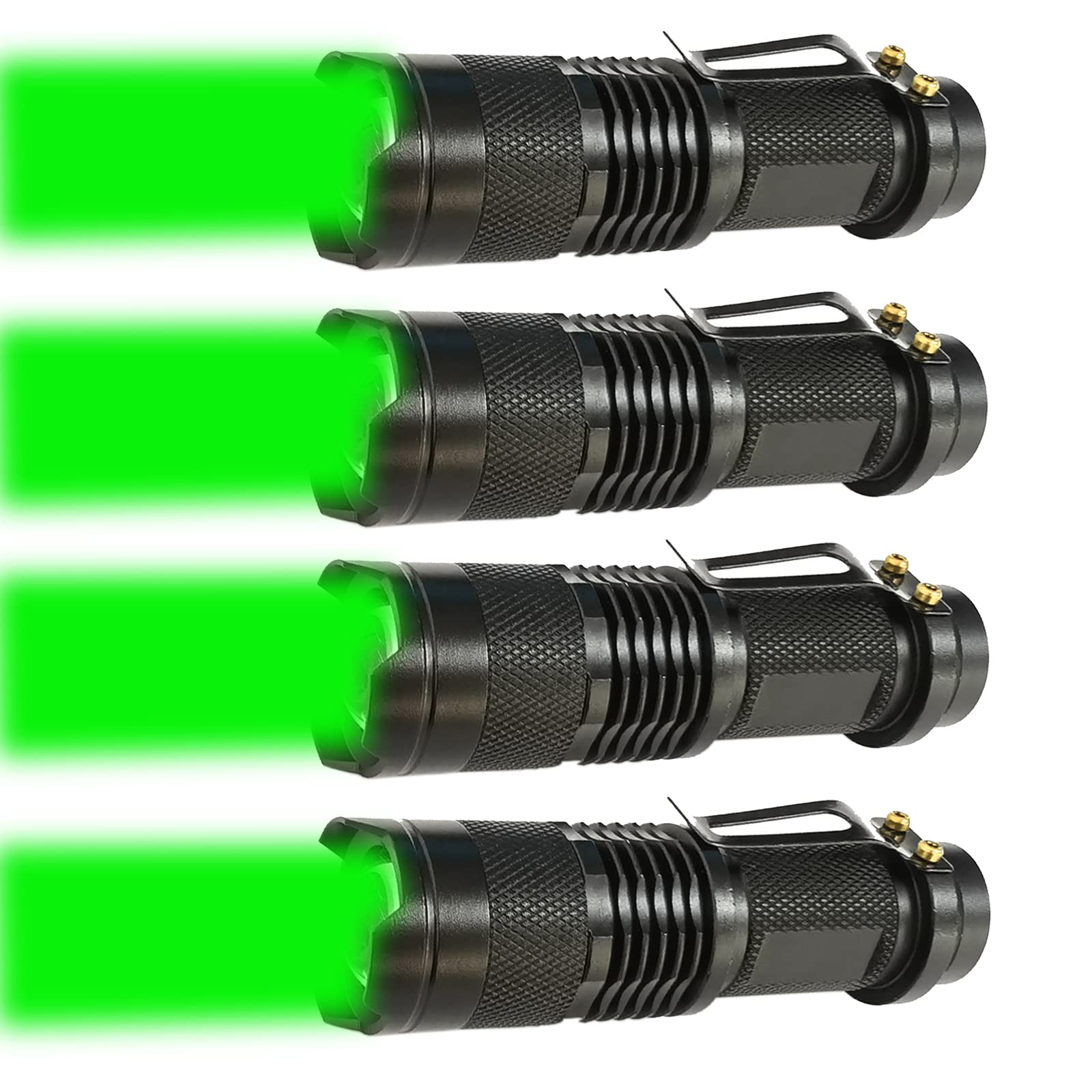 Xysrz 4 Pack One Mode Green Light Flashlight With Clip Zoomable Green Led Flashlight Green Flashlight For Hunting Fishing Night Observation