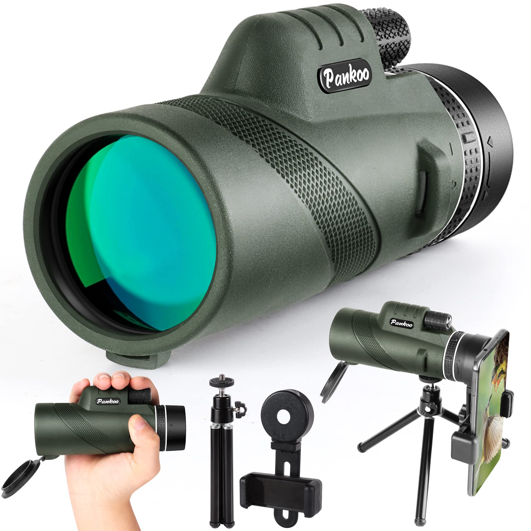 Pankoo 40X60 High Power Monocular Telescope With Smartphone Holder & Tripod, Power Prism Compact Monoculars For Adults, Hd Monocular Scope For Bird Watching Hiking Concert Travelling