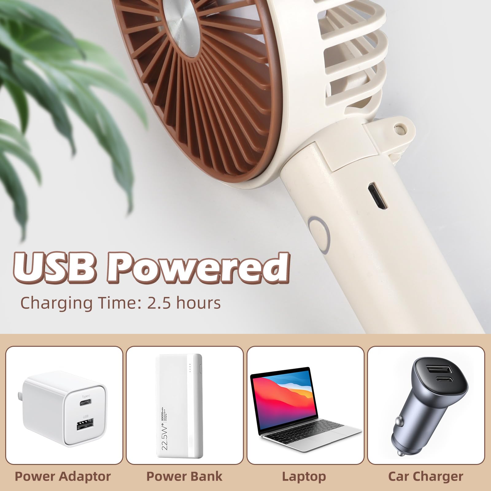 Handheld Fan - Portable Mini Fan For Travel With Usb Battery Operated, Small Foldable Rechargeable