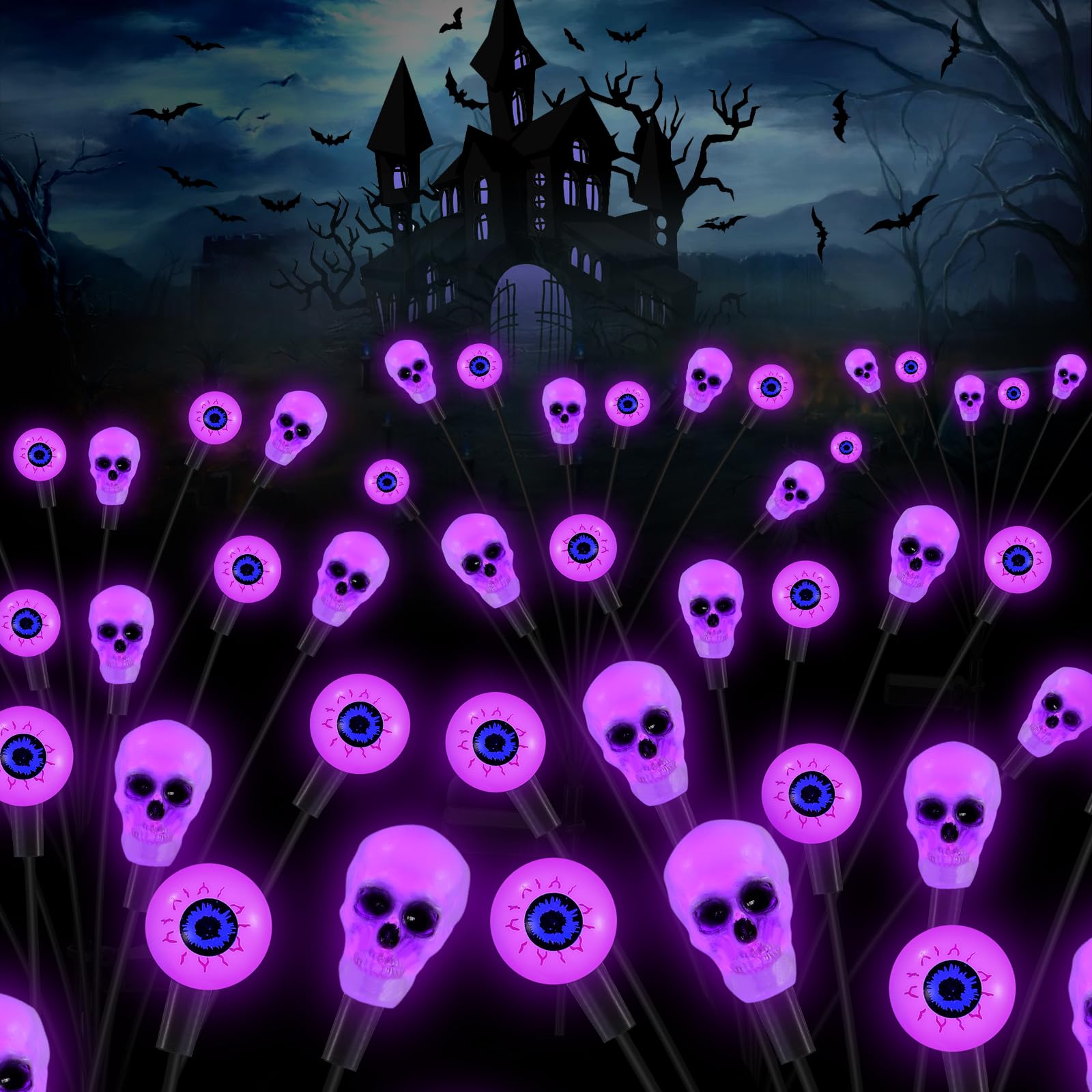 Fensan Solar Halloween Lights Outdoor, Scary Eyeball Lights, 4Pack 32Led, Ip65 Waterproof, Decor For Garden/Yard/Patio/Lawn/Pathway (Purple)
