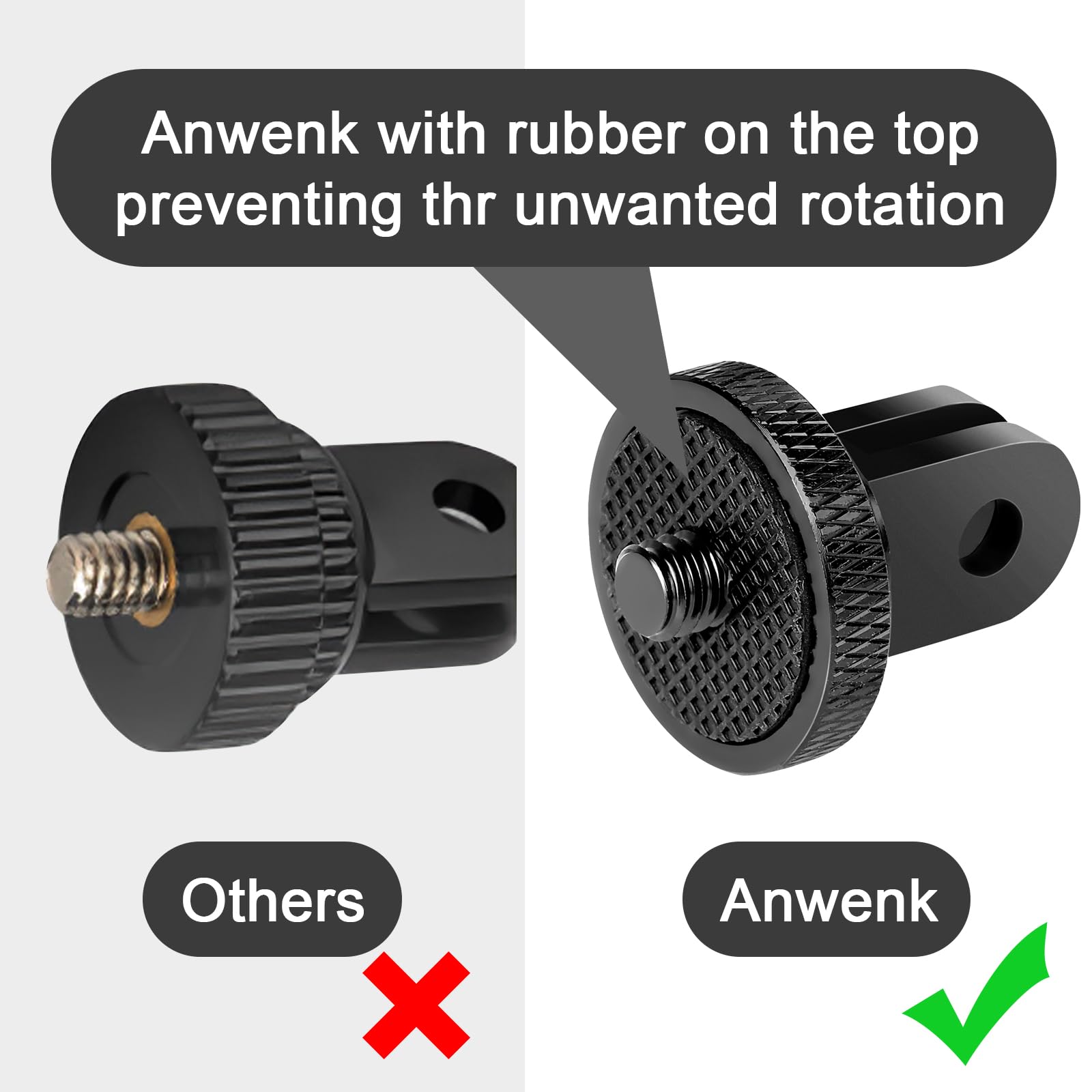 Anwenk Tripod Mount Adapter For Gopro, Camera 1/4”-20 Tripod Mount For Insta 360/Gopro Hero/Sony Xiaomi Yi Sjcam Action Cameras And Other Standard 1/4 Accessories