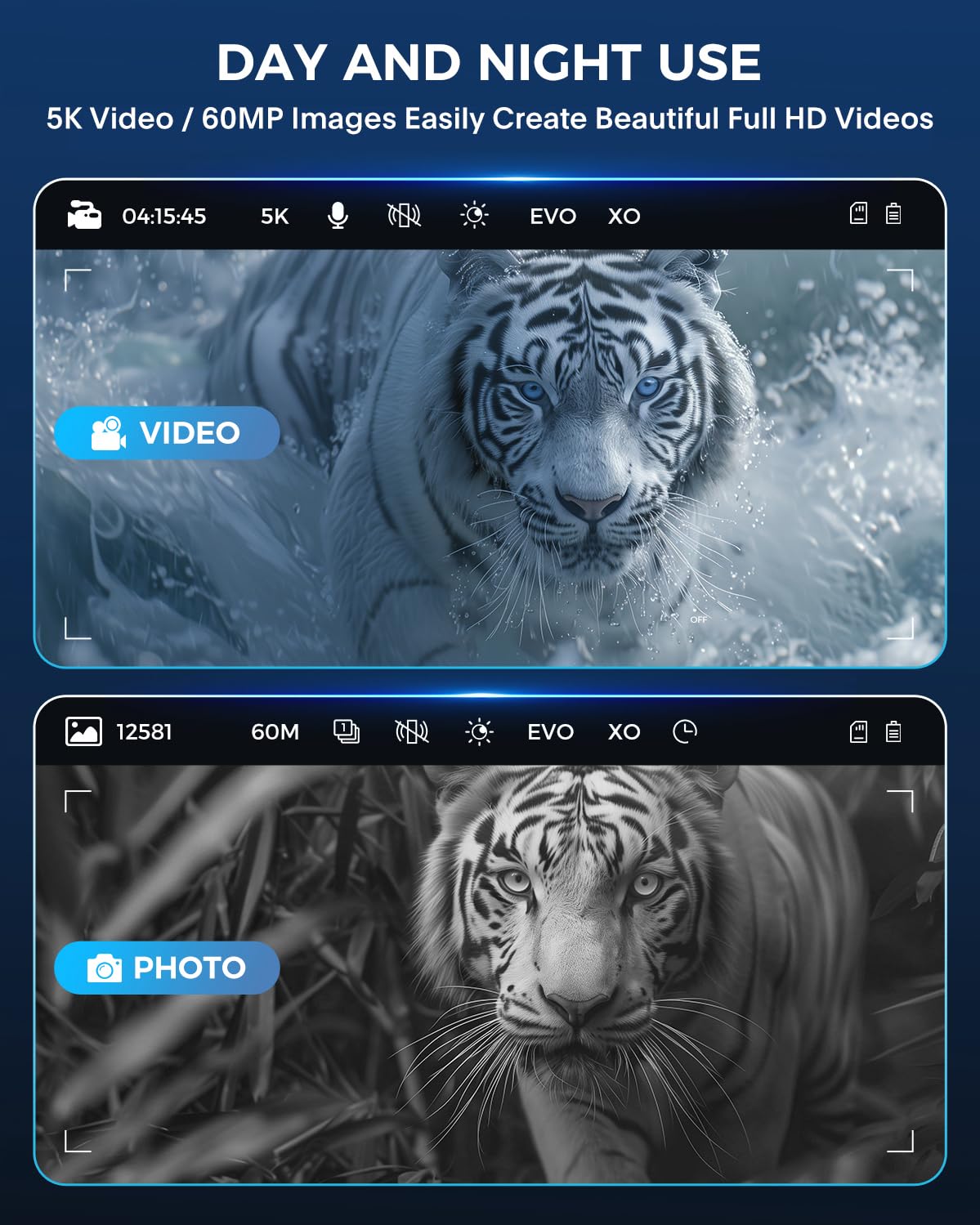 Vtiisamao Night Vision Goggles - 5K Night Vision Binoculars For Adults, 5000Mah Rechargeable Infrared Binoculars With 3'' Large Screen, 10X Digital Zoom External Flashlight For Camping