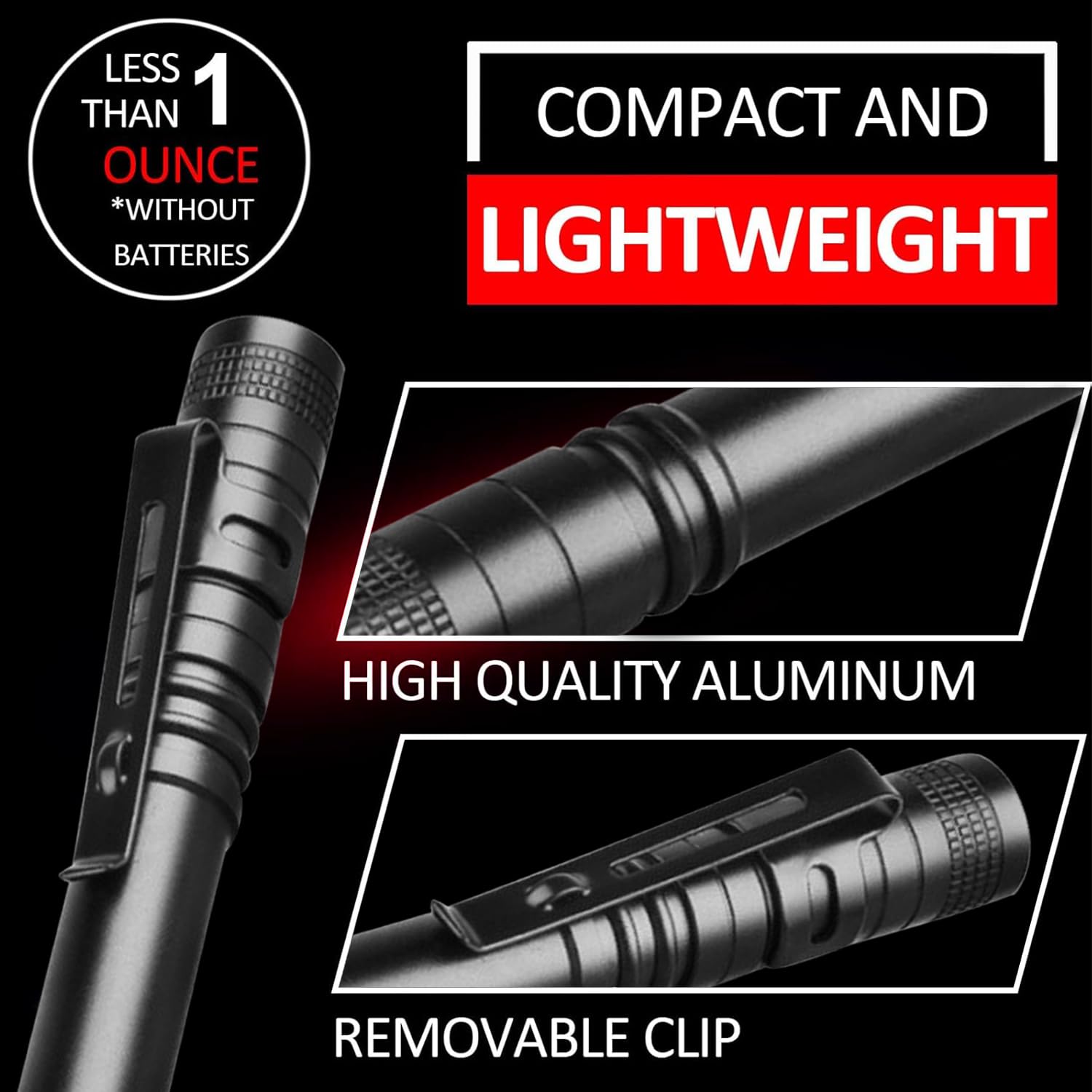 Hyvczp 4 Pcs Red Light Flashlight, Super Bright Led, Water Resistant, Aluminum, Black, For Observation, Astronomy, Outdoor Activities