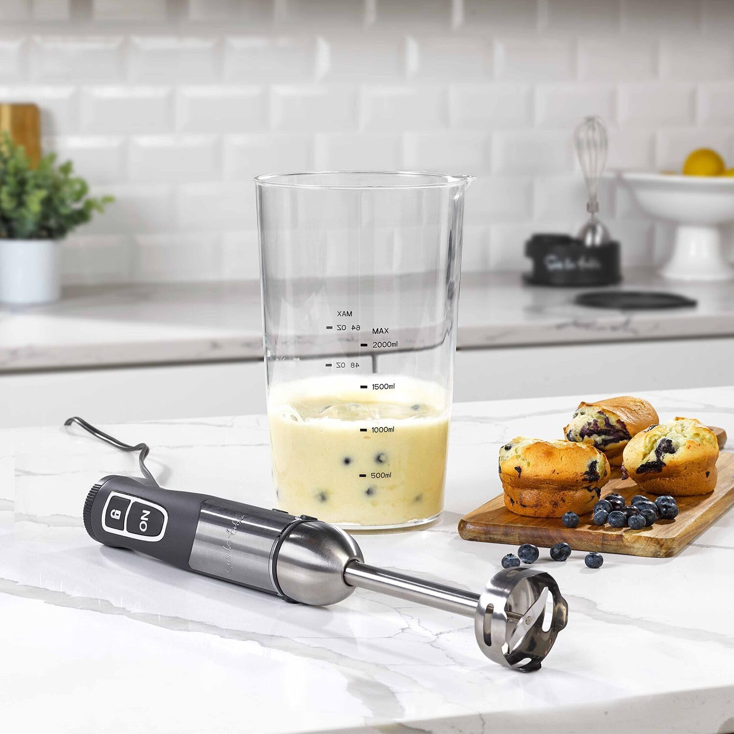 Sur La Table Immersion Blender With Whisk & Storage, Silver
