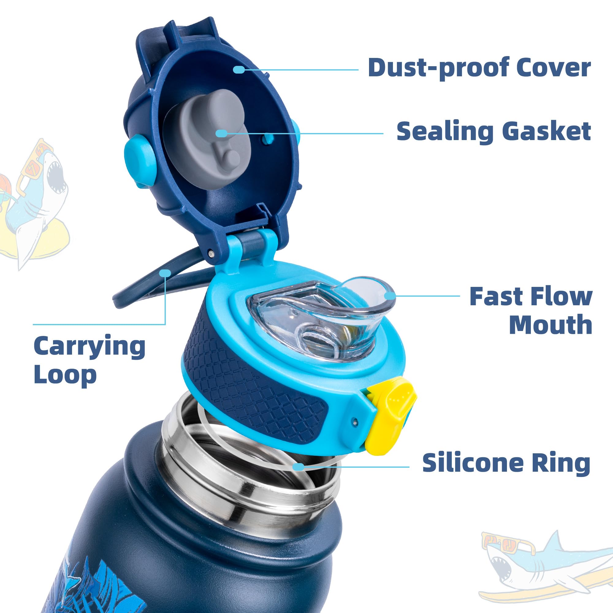 Oldley Kids Water Bottle 12Oz Insulated Water Bottle, Double Wall Stainless Steel Vacuum Bottle