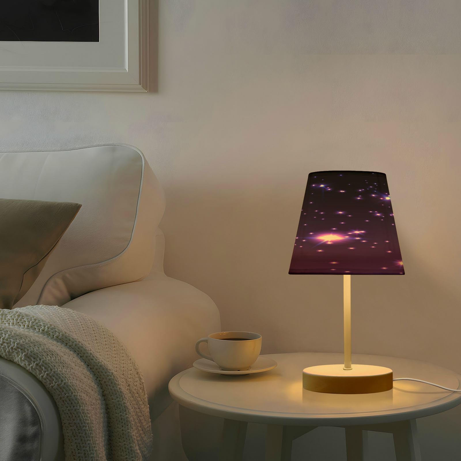Boccsty Purple Starry Sky Table Lamp Desk Lamp Small Lamp With Usb C Charging Port 3-Way Dimmable Bedside Nightstand Lamps For Bedroom Living Room M