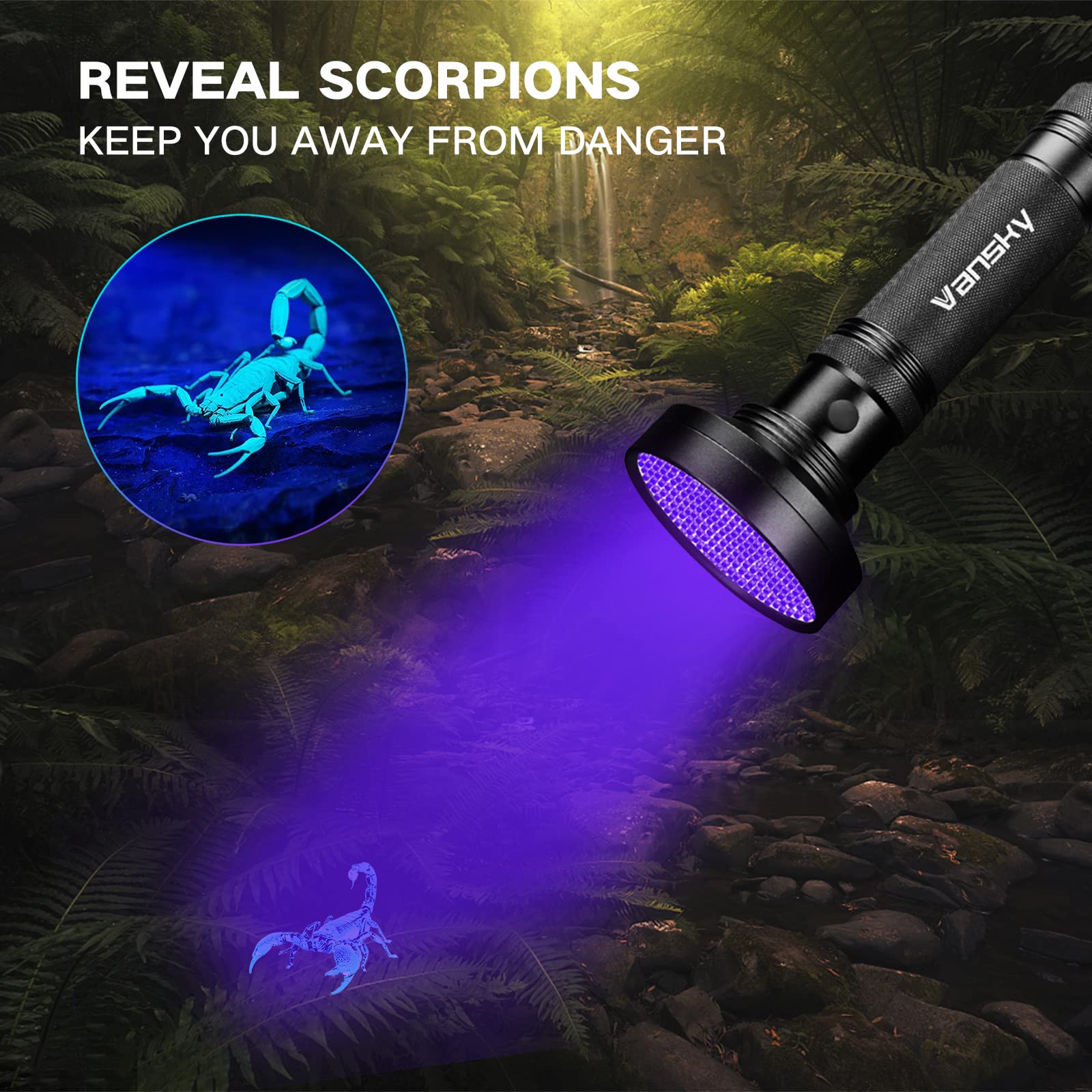 Vansky Black Light Uv Flashlights, 100 Led & 51 Led 395Nm Blacklight Detector For Dog Cat Pet Urine, Dry Stains And Bed Bug, Matching With Pet Odor Eliminator