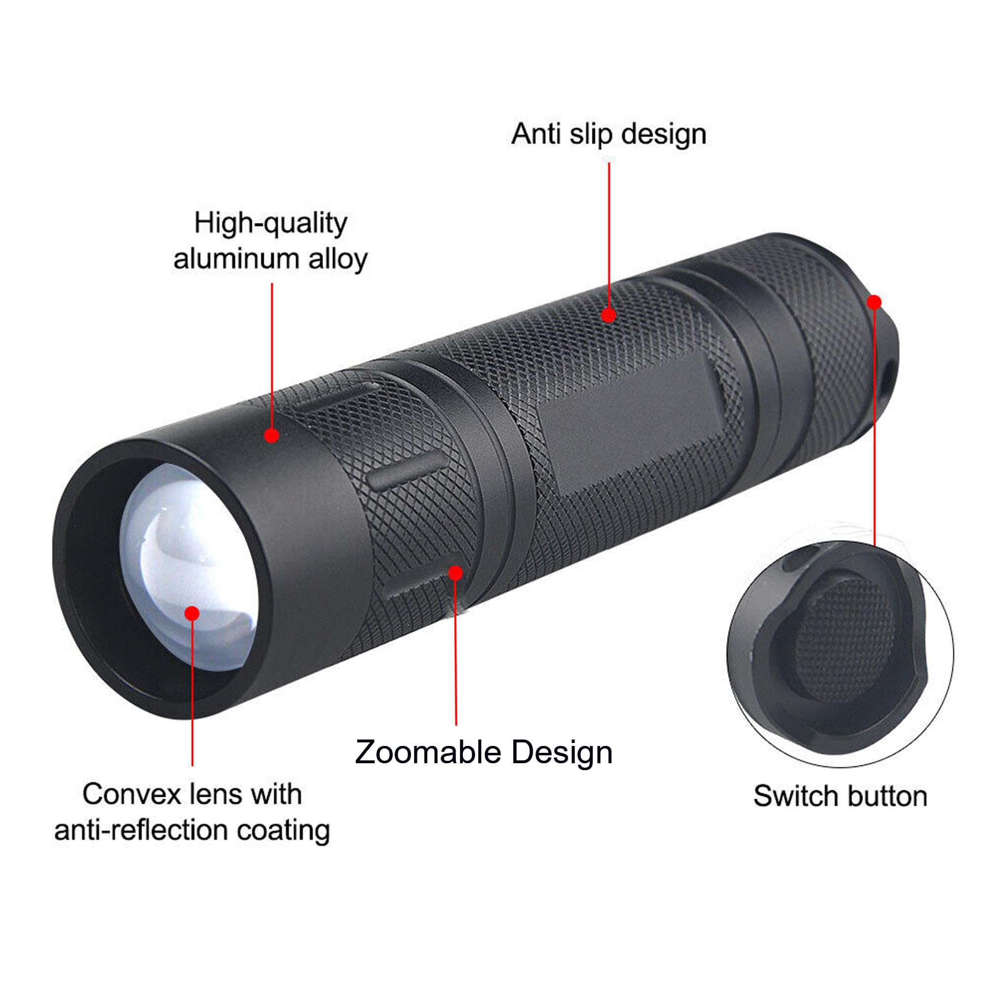 Zyunmall Blue Light Flashlight Single Mode Zoomable Blue Led Flashlights For Night Hunting, Fishing