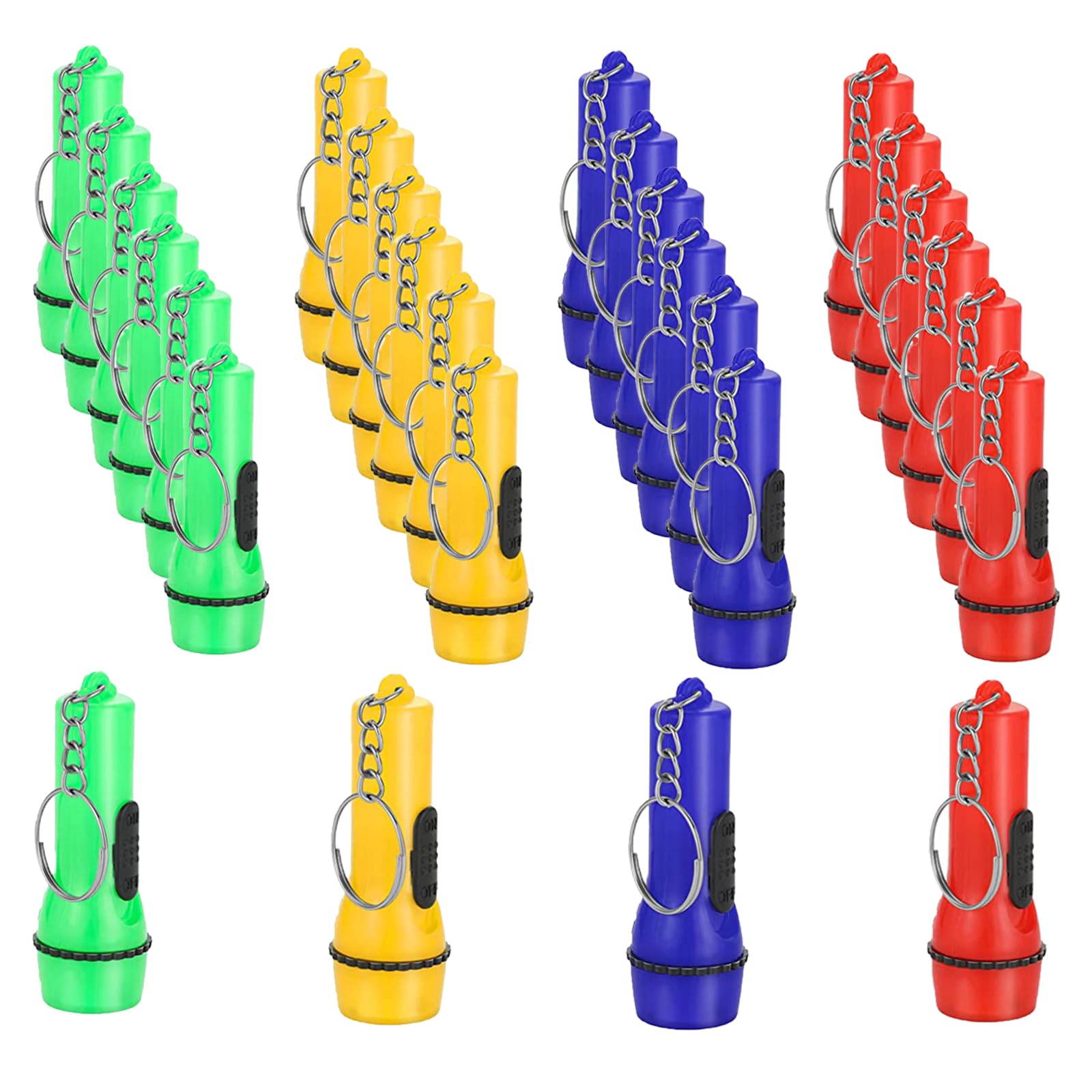 Winbar Mini Flashlight Keychain, 24Pcs Bulk Assorted Colors Toy Flashlight For Hiking Camping Party For Kids Night Reading Party Camping Emergency And Hunting