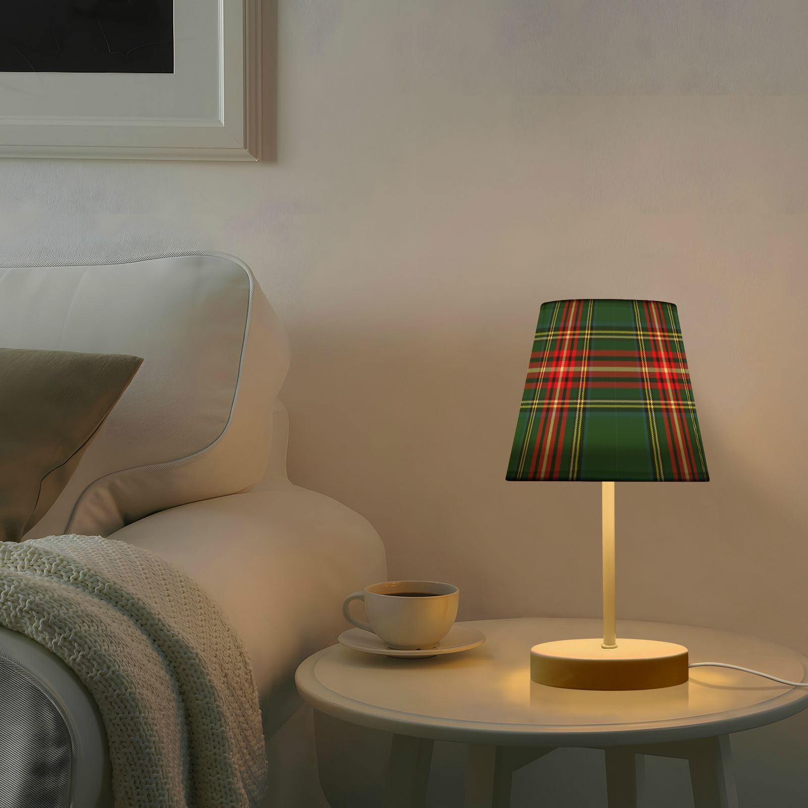 Kcldeci Plaid Tartan Check Lamps For Bedrooms Bedside Table Lamps Nightstand Lamps For Living Room Reading Bed Side End Table S