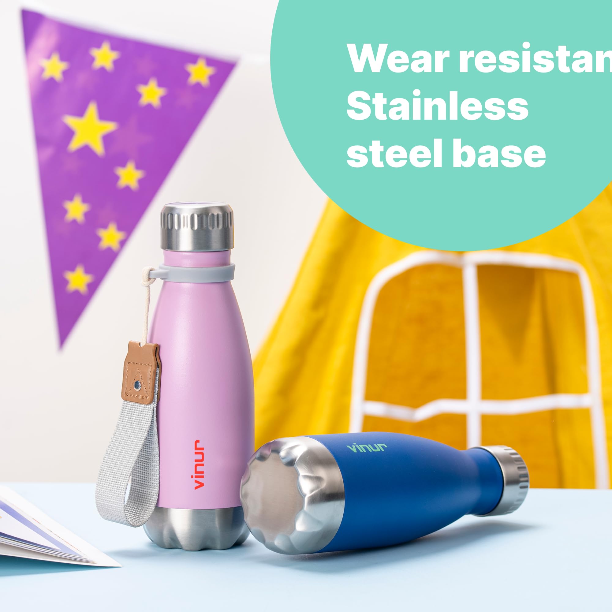Vinur 12 Oz Small Water Bottle For Kids-Stainless Steel Vacuum Insulated Water Bottle