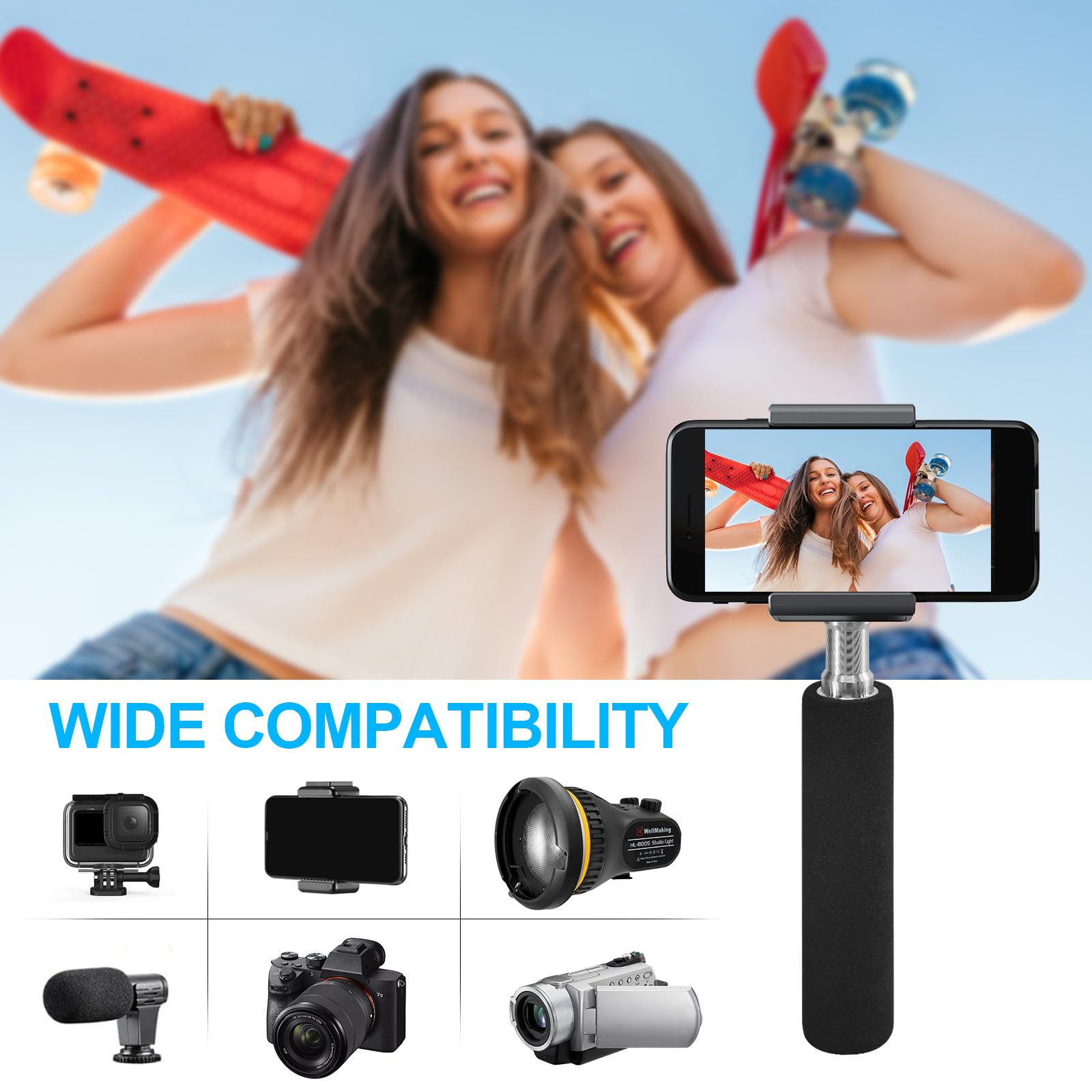 Wellmaking Camera Handle Grip Support Mount Universal Handle Grip Camera Stabilizer With 1/4 Inches Male Screw For Digital Video Camera Camcorder Action Camera Led Light