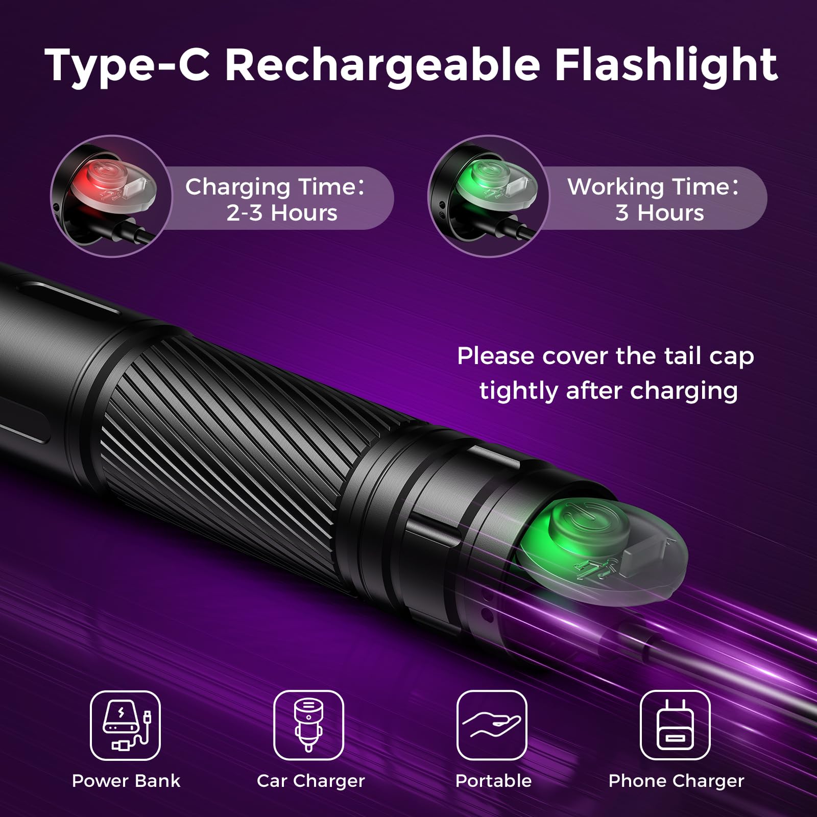 Rechoo Black Light Uv Flashlight, 395Nm Blacklight Rechargeable Flashlights Uv Light, Portable Mini Black Light For Pet Urine Detection, Bed Bug, Dry Stains, Resin Curing, Scorpions Finder