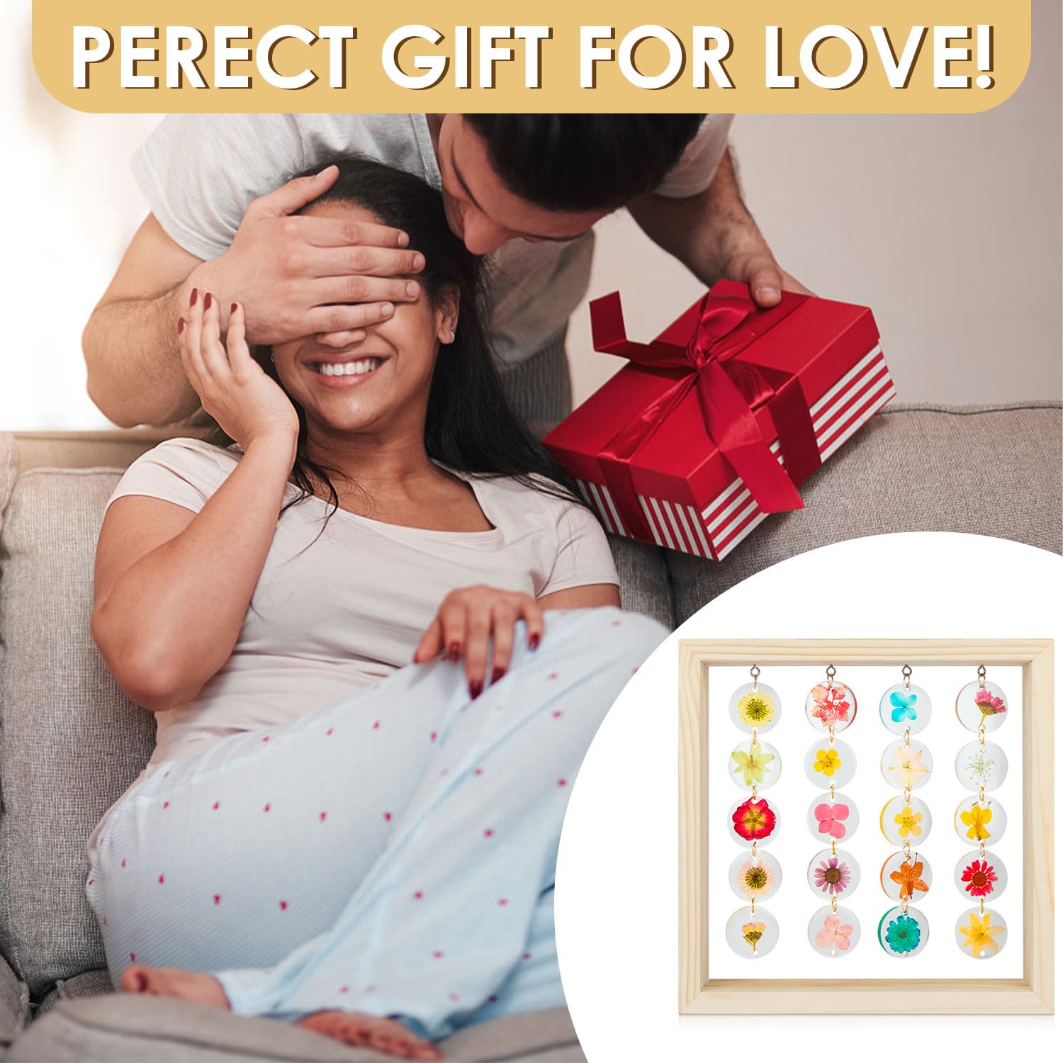 Taeyonk Handmade Dried Flower Led Cute Lamp, 3 Way Dimmable Cute Pressed Flower Bedside Lamp With Wooden Frame For Wooden Frame, Ideal For Desk, Table, Bedroom, Living Room, Office