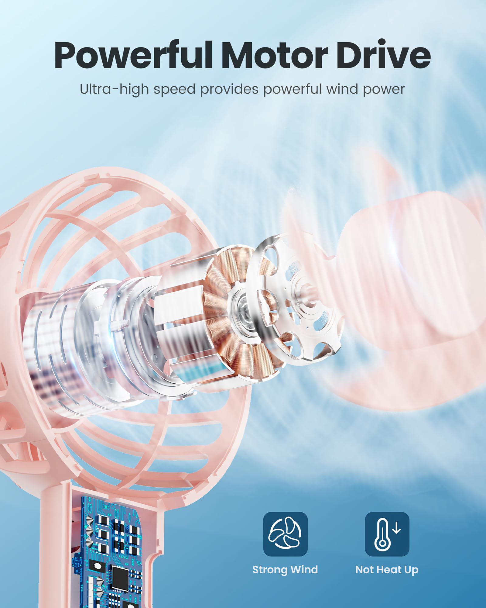 Gaiatop Mini Portable Fan, Small And Powerful, Cute Design 3 Speed Personal Handheld And Desktop