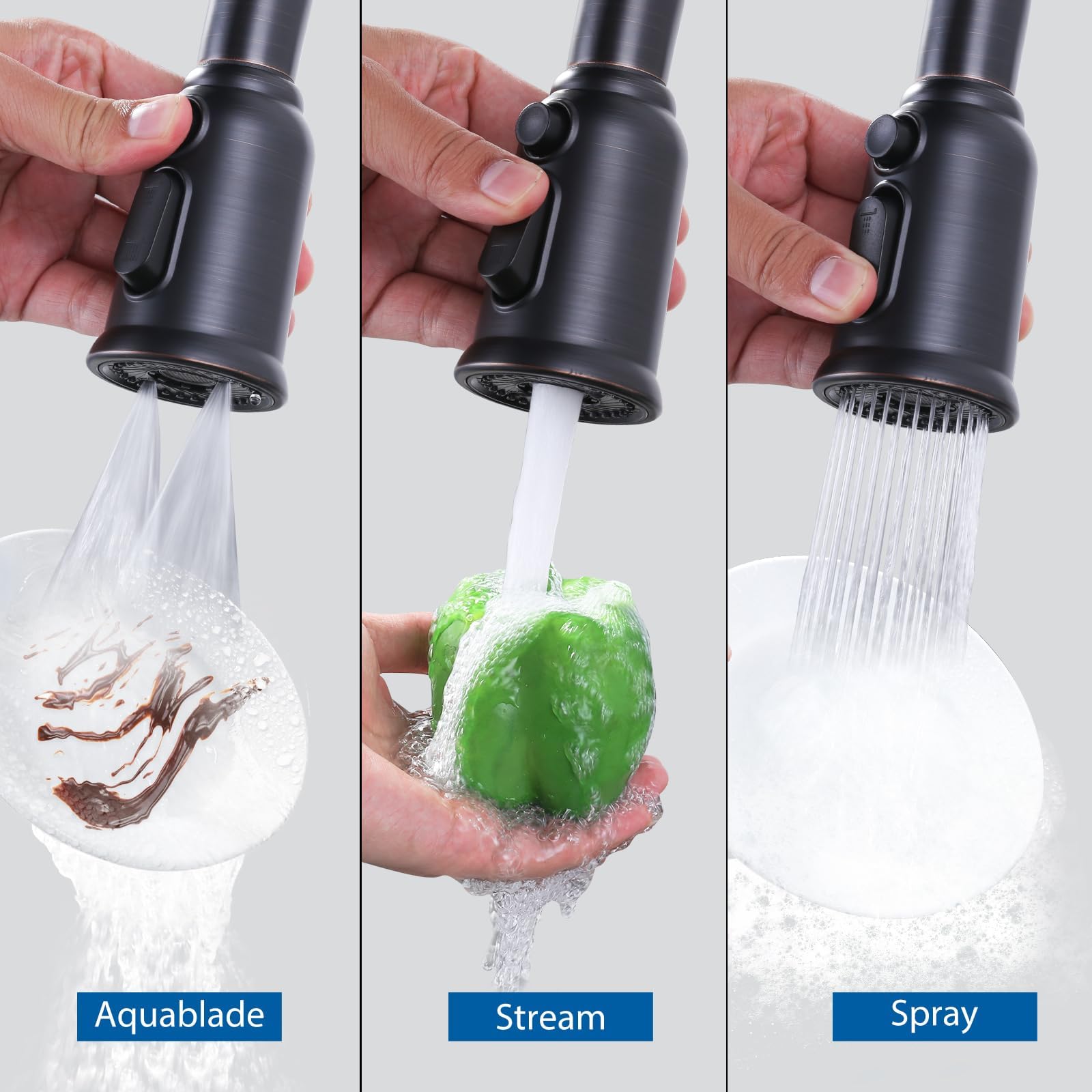 Aleasha Pull Down Faucet Head Replacement,3-Function Kitchen Faucet Spray Head With 9 Adapters,Kitchen Faucet Head Sink Spray Nozzle Compatible With American Standard,Oil Rubbed Bronze