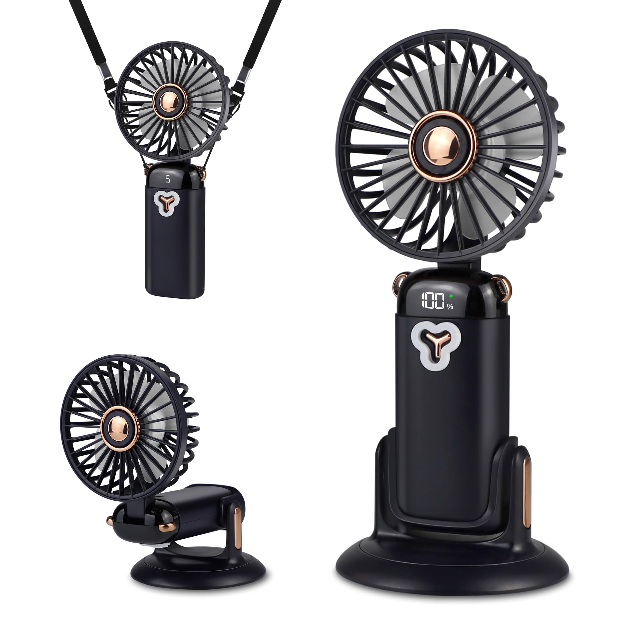 Versatile 4-In-1 Portable Handheld Fan, Battery Operated Fan With Base, 90°Ajustable, Rechargeable - Koospark