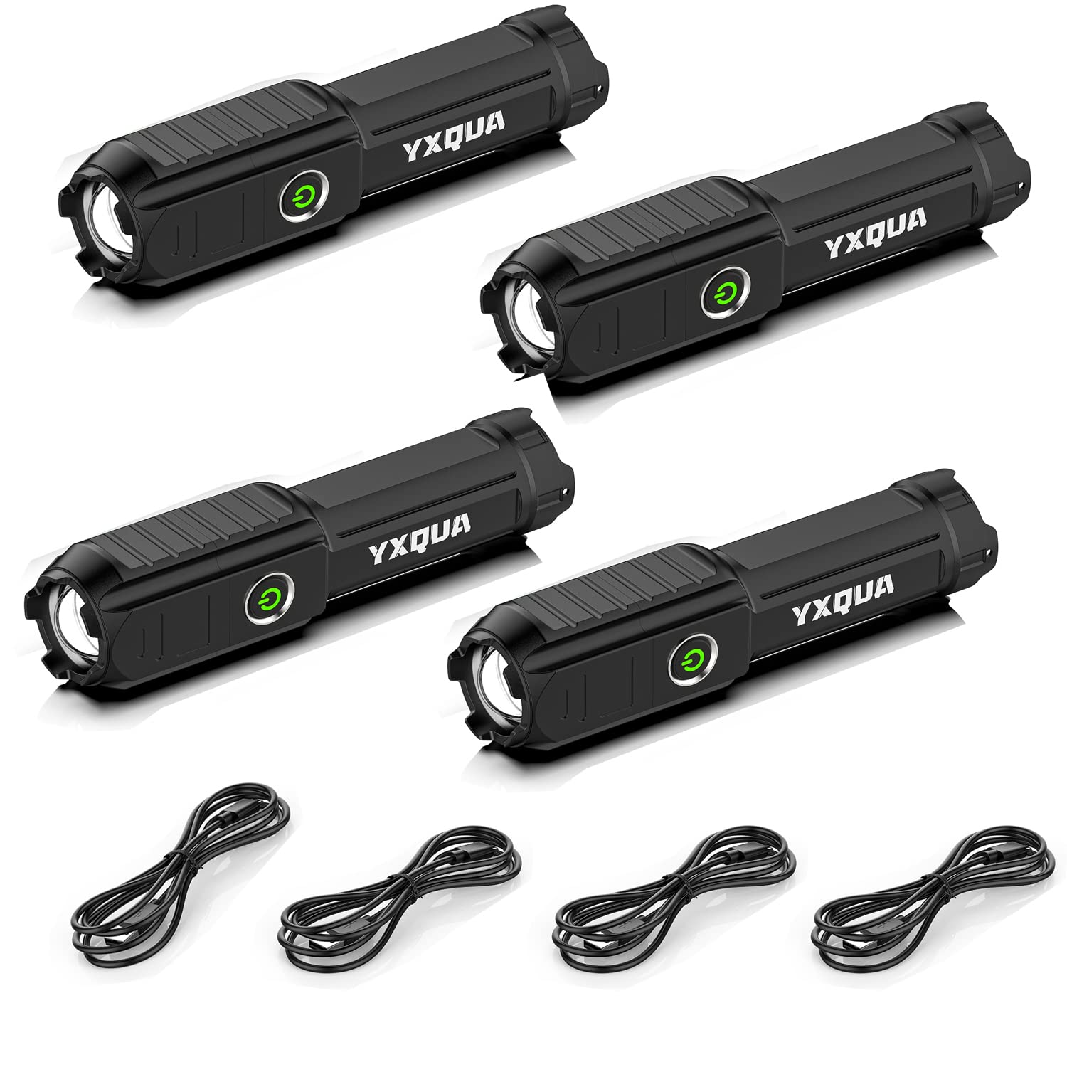 Yxqua Usb Rechargeable Flashlight - Small & Bright Led Mini Flashlights, High Lumens, 4 Modes, Zoomable, The Size Of Pocket For Kids (4 Pack)