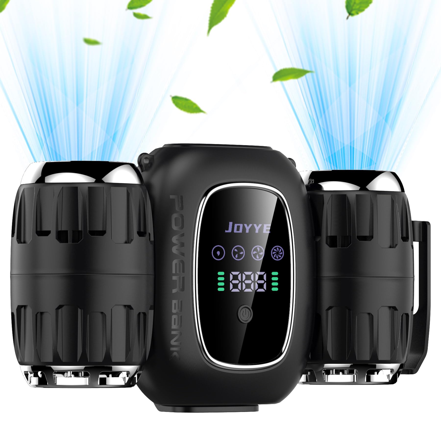 Rechargeable Portable Fan With 8000Mah Battery Power Bank, High Speed Low Noise Turbo Portable Neck - Koospark